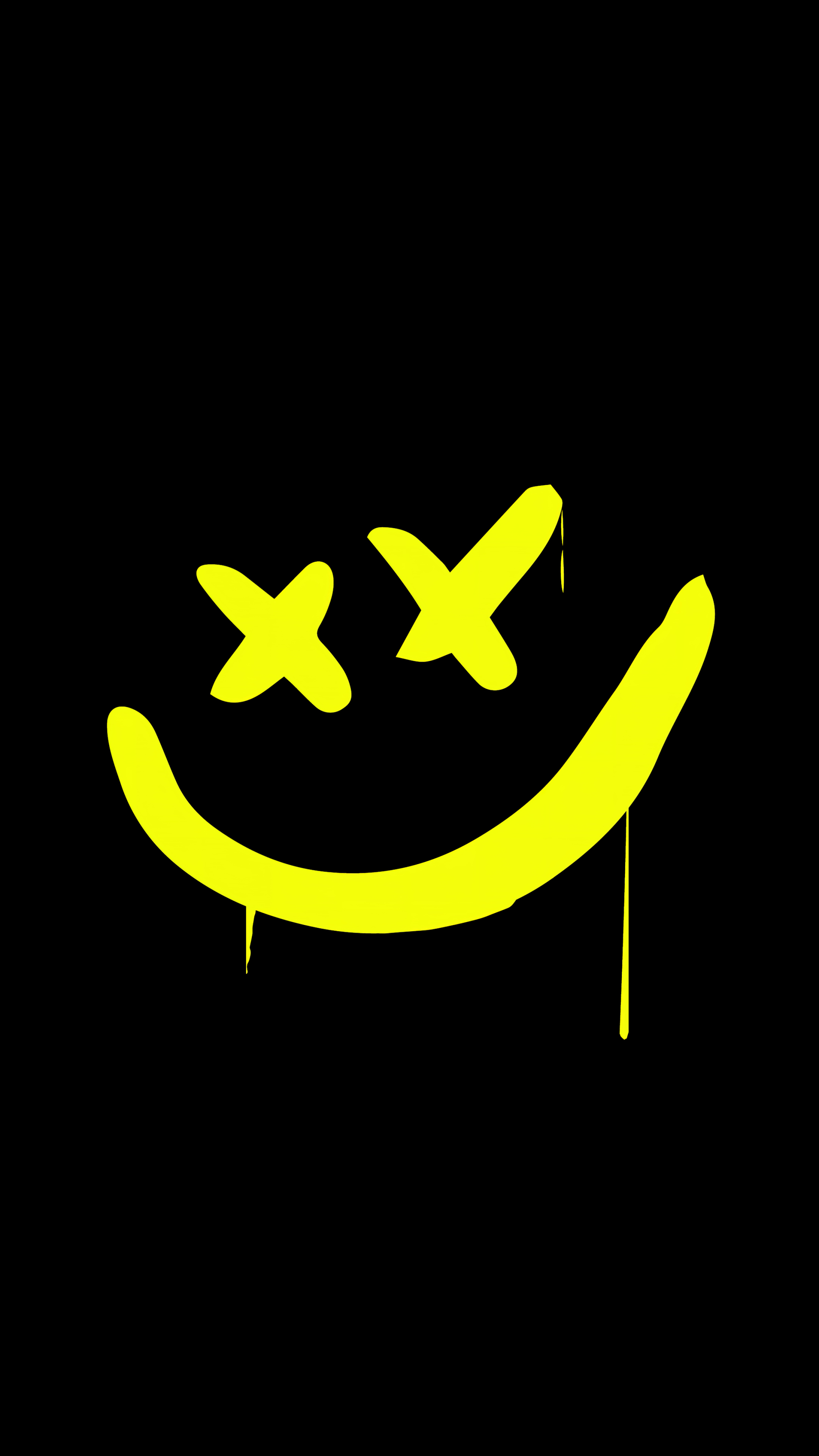 2160x3840 Drippy smiley Wallpaper 4K, Yellow smiley, Black background