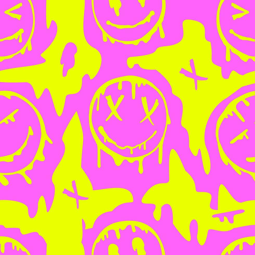 980x980 Smile flowing smiling face seamless pattern. Seamless distorted melting smiley face illustration pattern. Wallpaper or wrapping paper