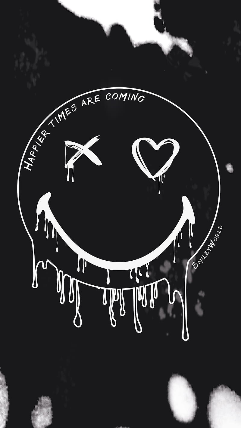 800x1422 Happier Times, black, smiley, smiley face, wink, x, HD phone wallpaper