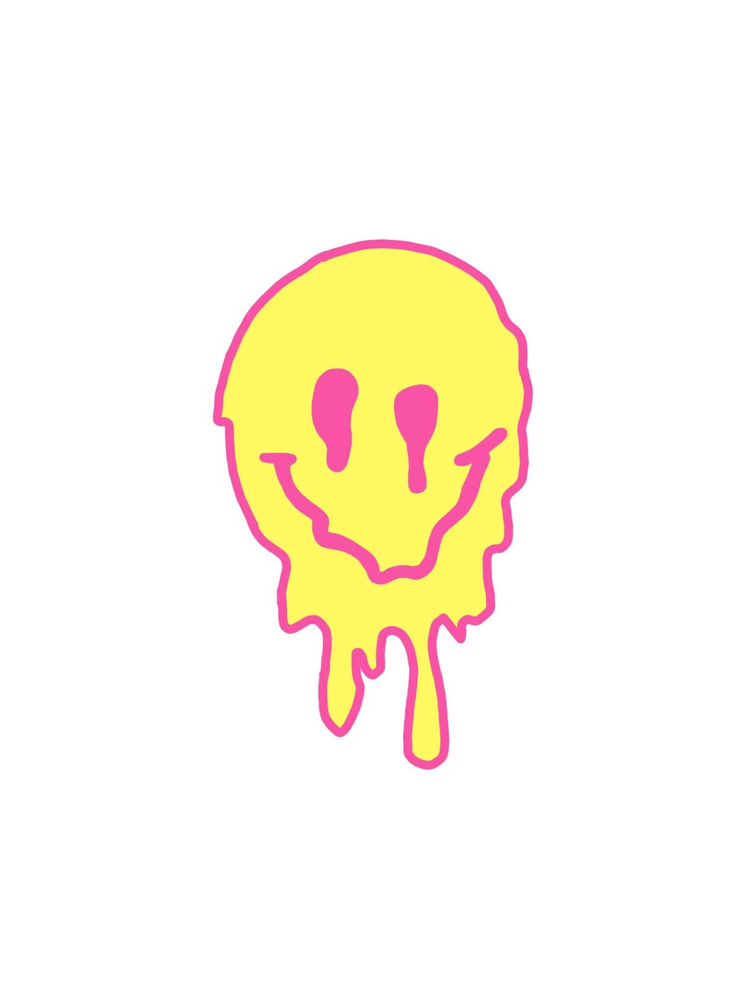 1440x1920 Preppy Smiley Face Dripping Yellow Wallpaper