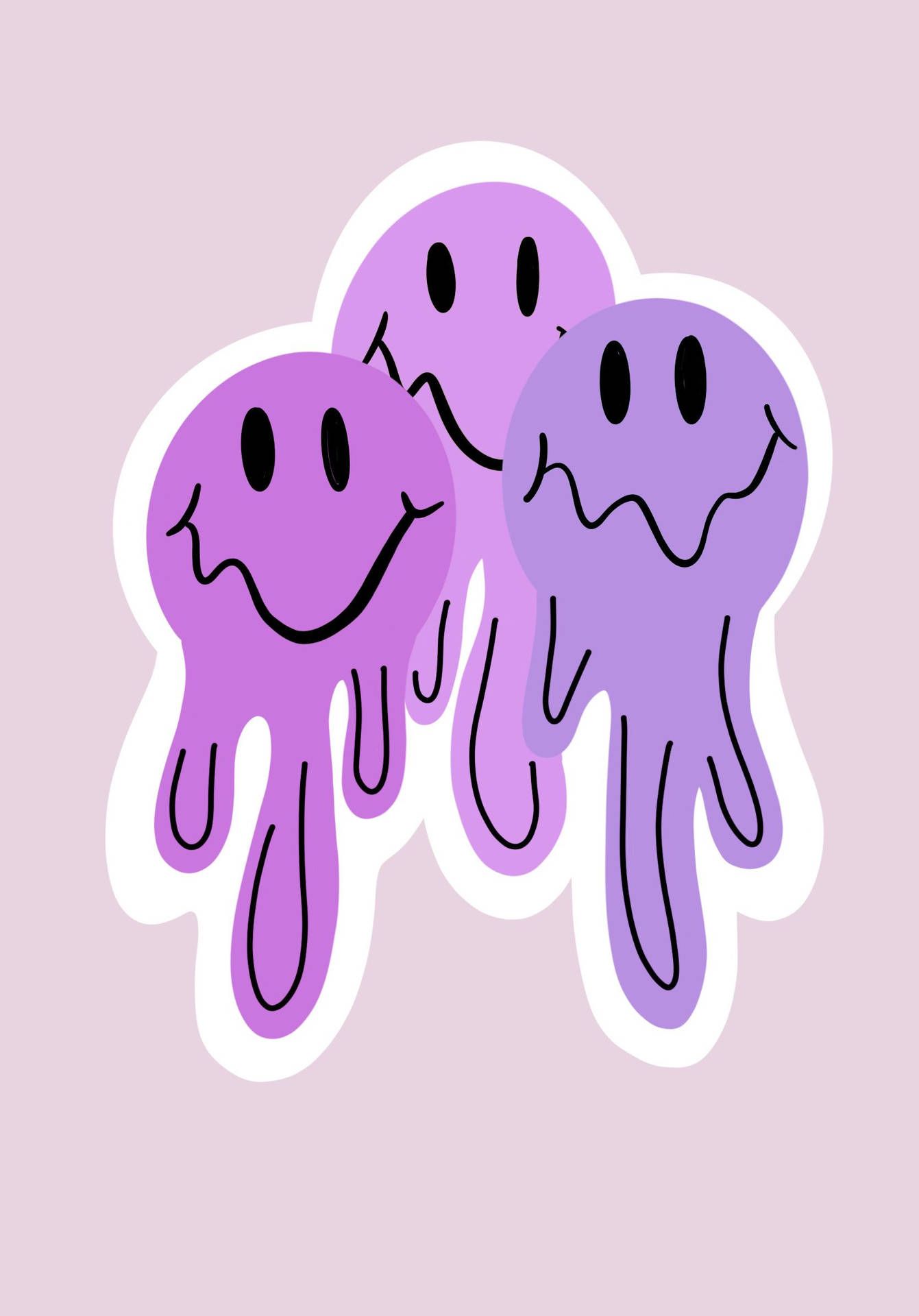 1341x1920 Preppy Smiley Face Dripping Violets Wallpaper