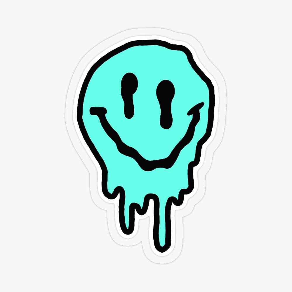 1000x1000 teal drippy smiley face sticker Sticker