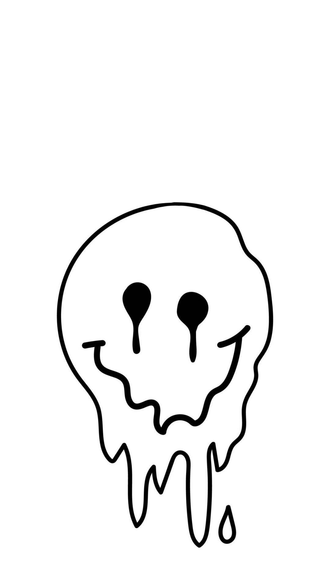 1080x1920 Aesthetic White Dripping Smiley Wallpaper