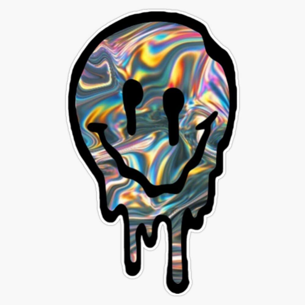 1000x1000 Magnet Holographic Drippy Smiley Face Magnetic Vinyl Sticker 5