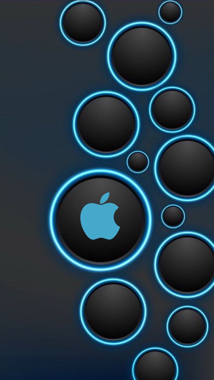 736x1308 Apple iPhone Wallpaper HD with Neon Lights. Apple logo with dots, Apple logo in circle, Black and blue apple design