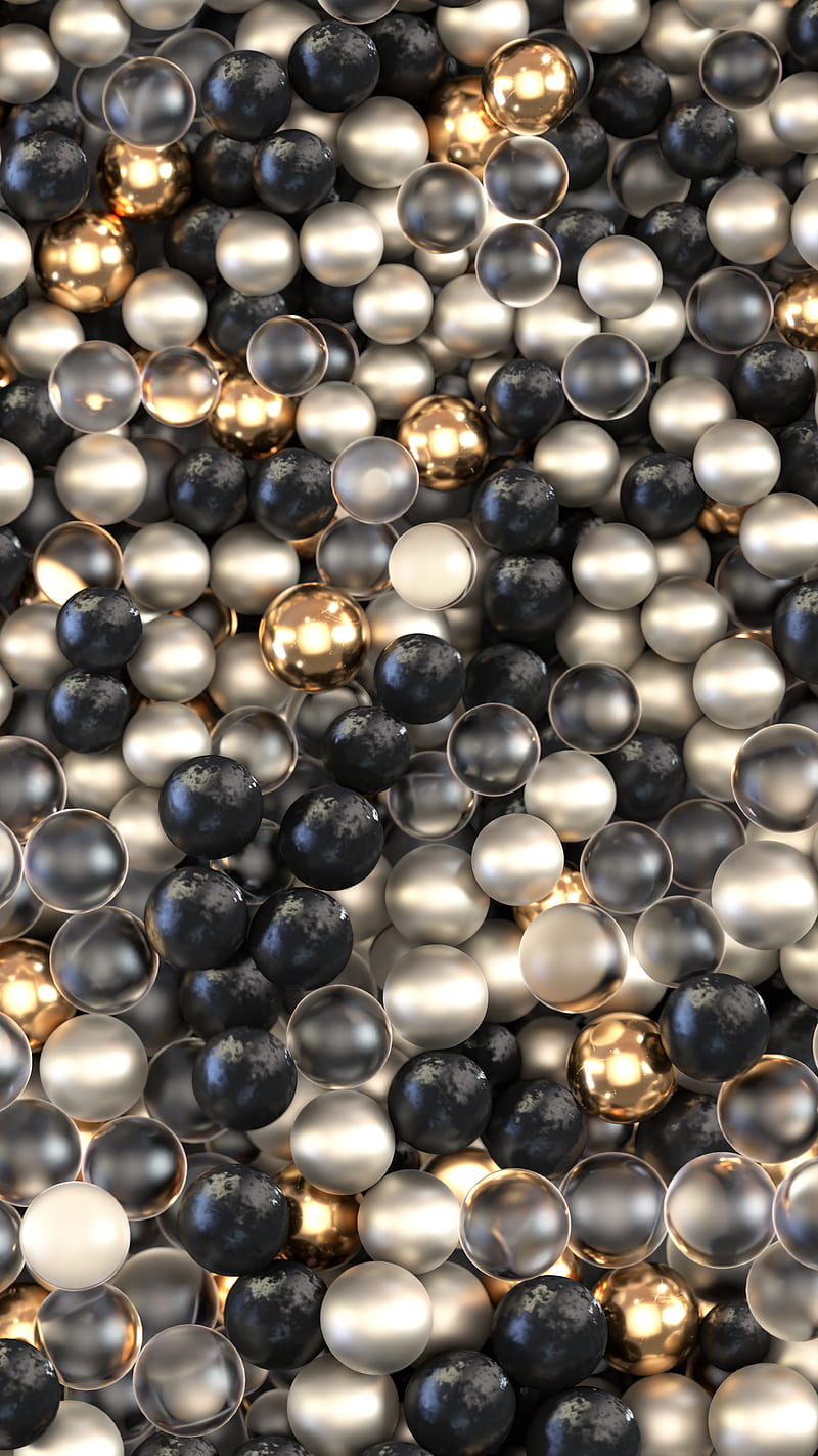 800x1422 Balls 3D, 3Dart, Andrii, apple, art, ball, black, digger, full, glass, gold, HD phone wallpaper