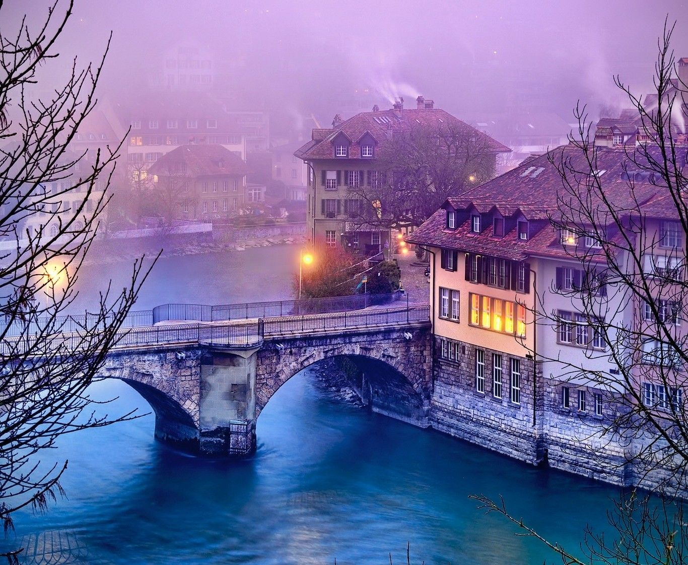 1366x1121 Bern, Street Light, Nature, Water Wallpaper HD / Desktop and Mobile Background