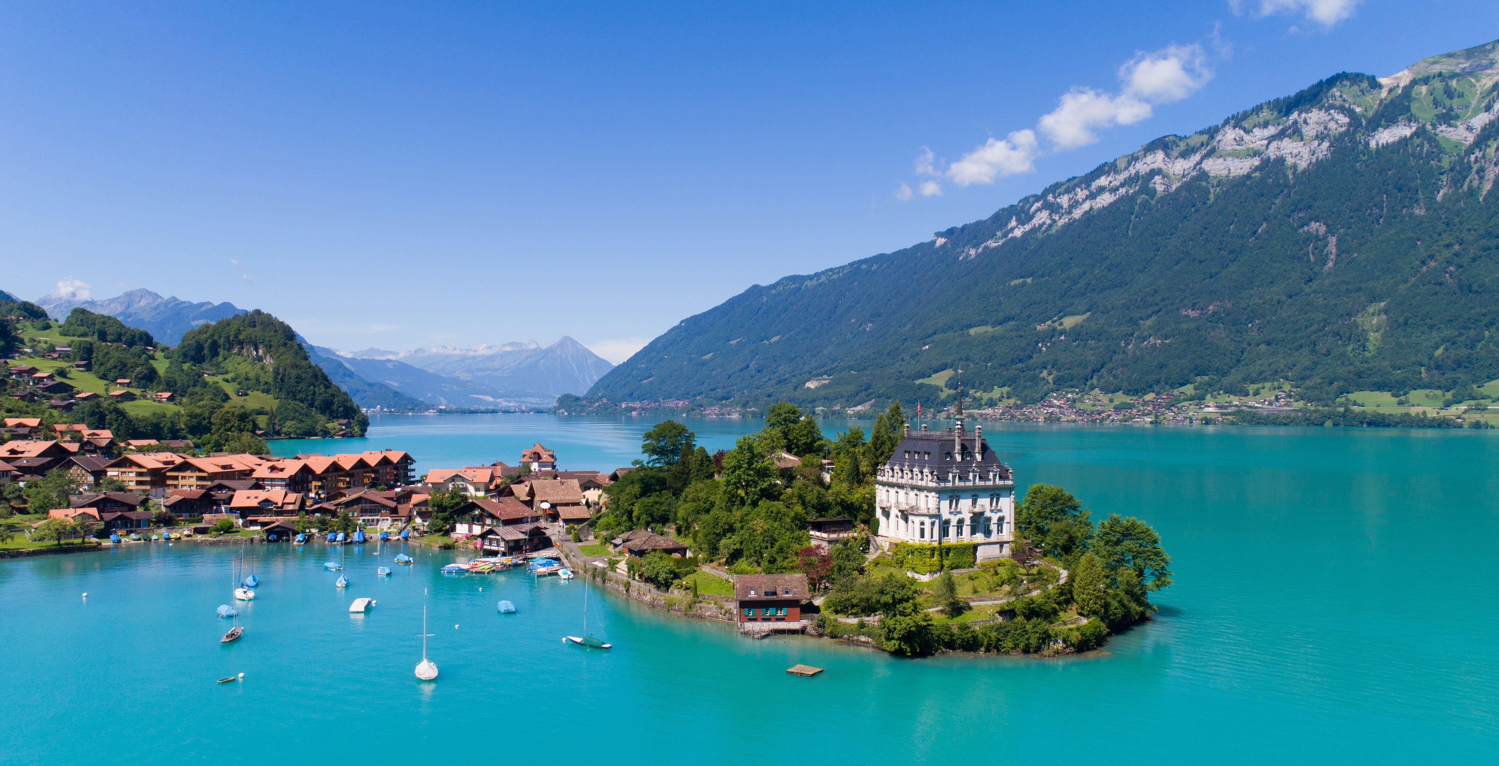 5241x2680 Wallpaper mountains, the city, lake, Switzerland, Switzerland, Bern, Lake Brienz, Seeburg for mobile and desktop, section пейзажи, resolution 5241x2680