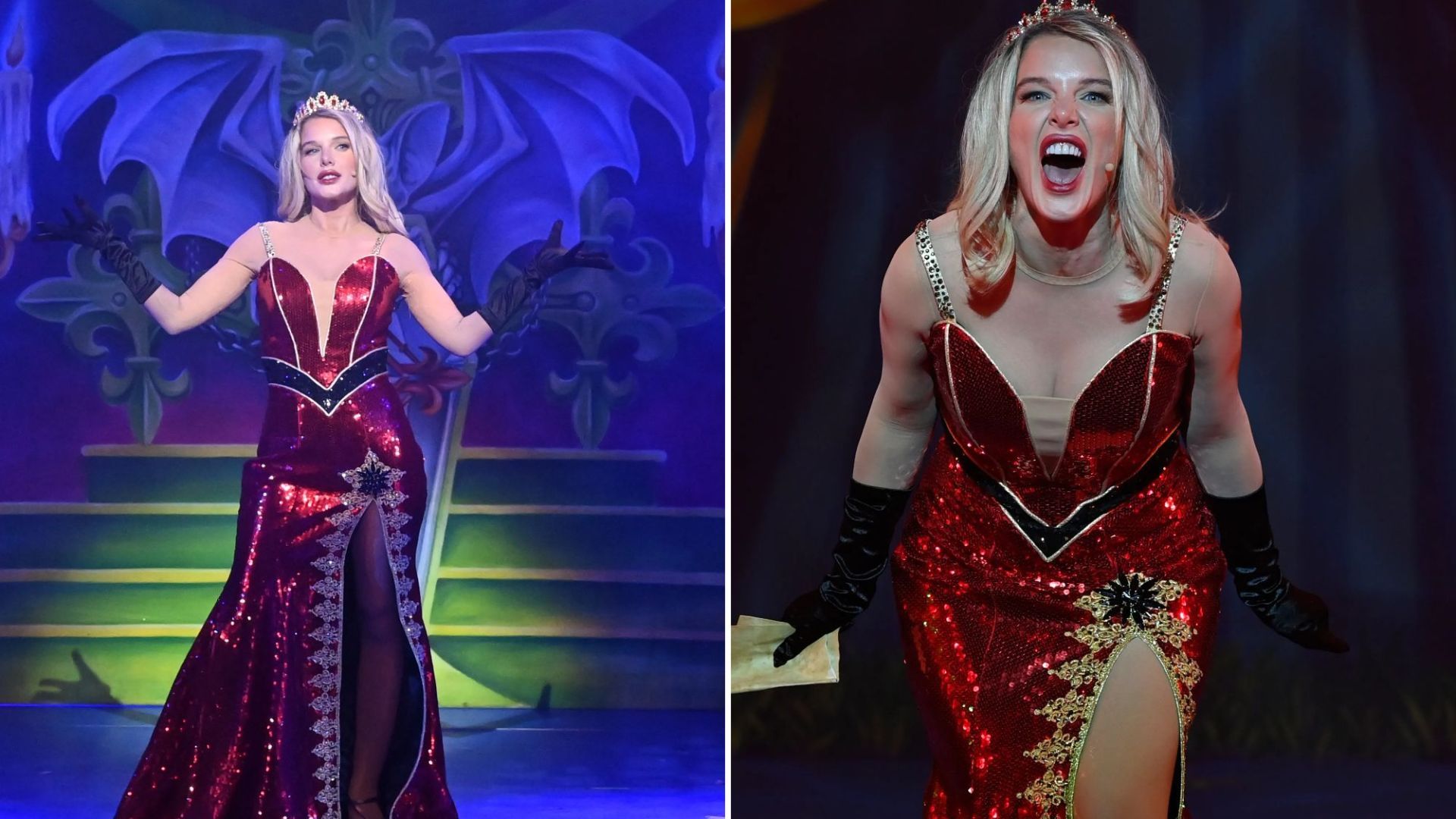 1920x1080 Helen Flanagan wears plunging dress as she transforms into the Wicked Queen for pantomime