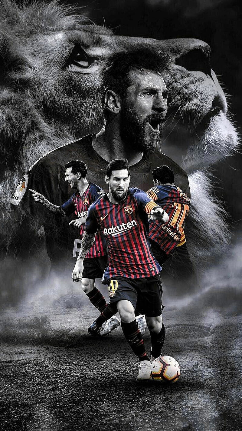 800x1422 Messi, black and white, barca, barcelona, black and white, football, king, lion, HD phone wallpaper