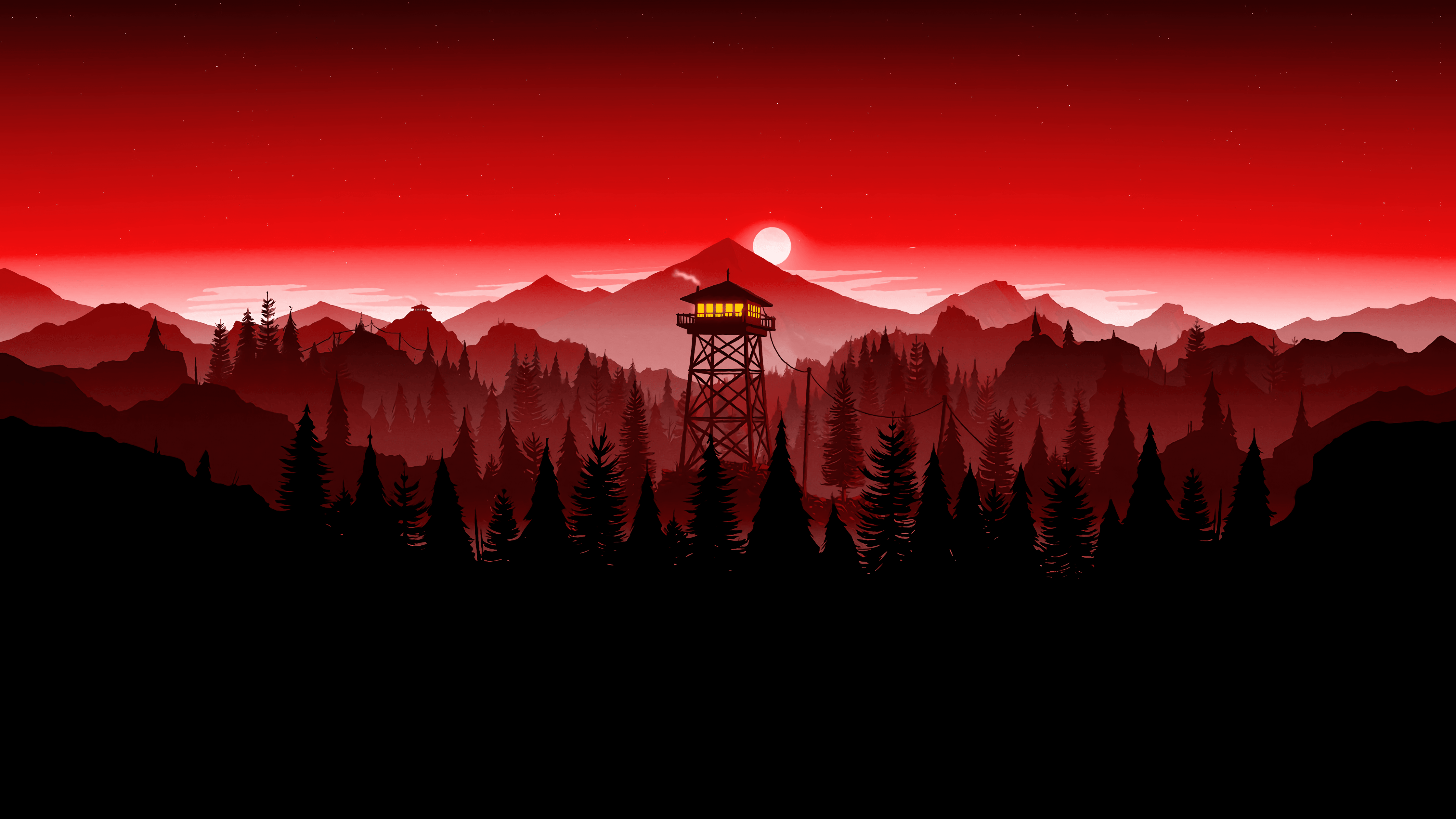 4480x2520 Firewatch Wallpaper 4K, Red Sky, Mountains, Sunset, 5K