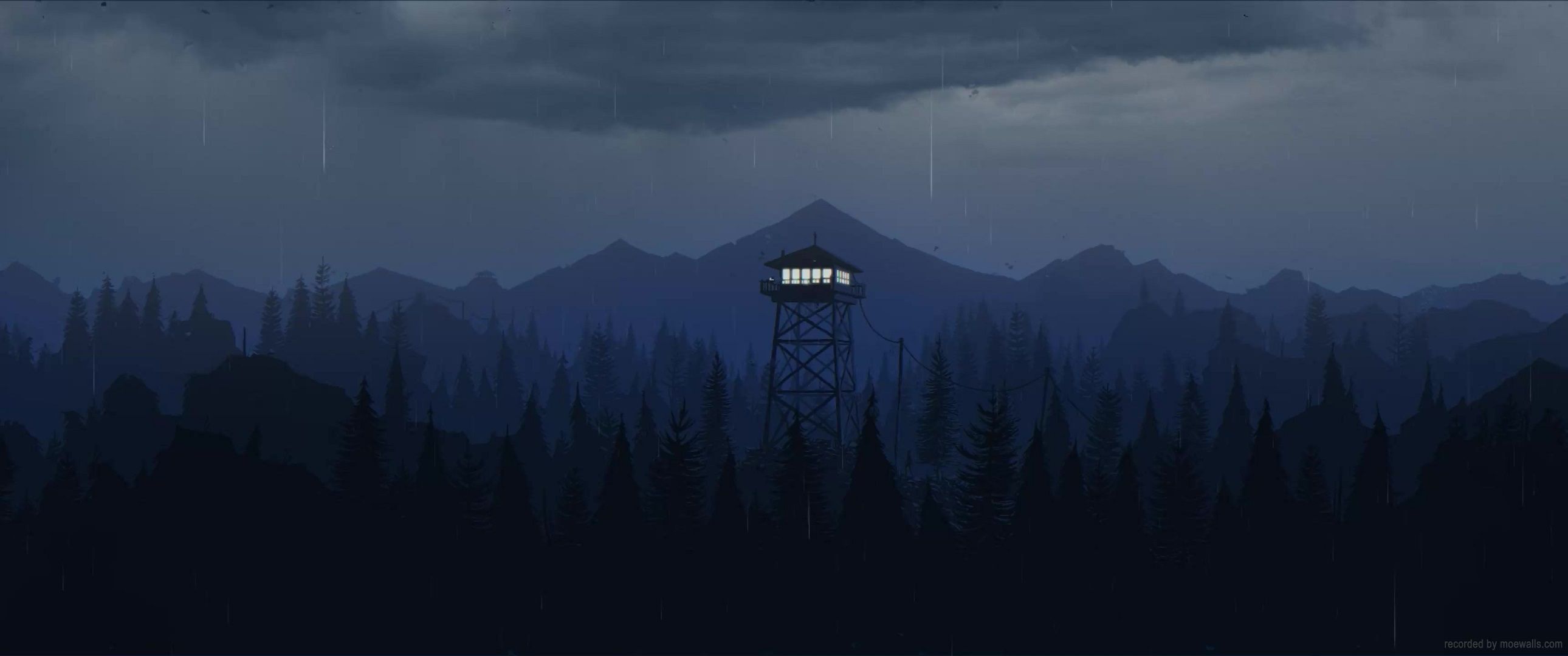 2580x1080 Firewatch Rainy Day Live Wallpaper