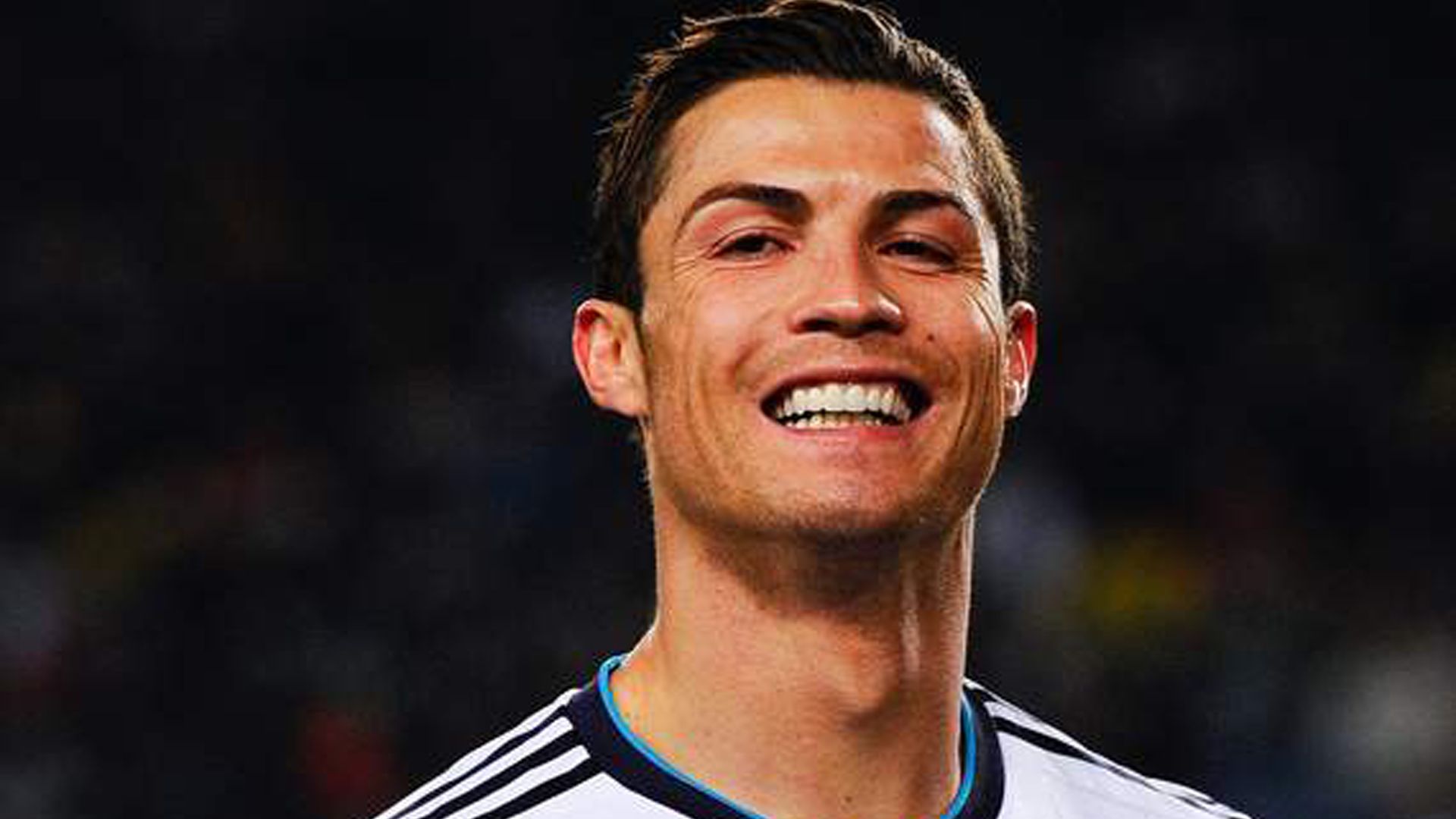 1920x1080 Smiley Cristiano Ronaldo In Black Background HD Cr7 Wallpaper