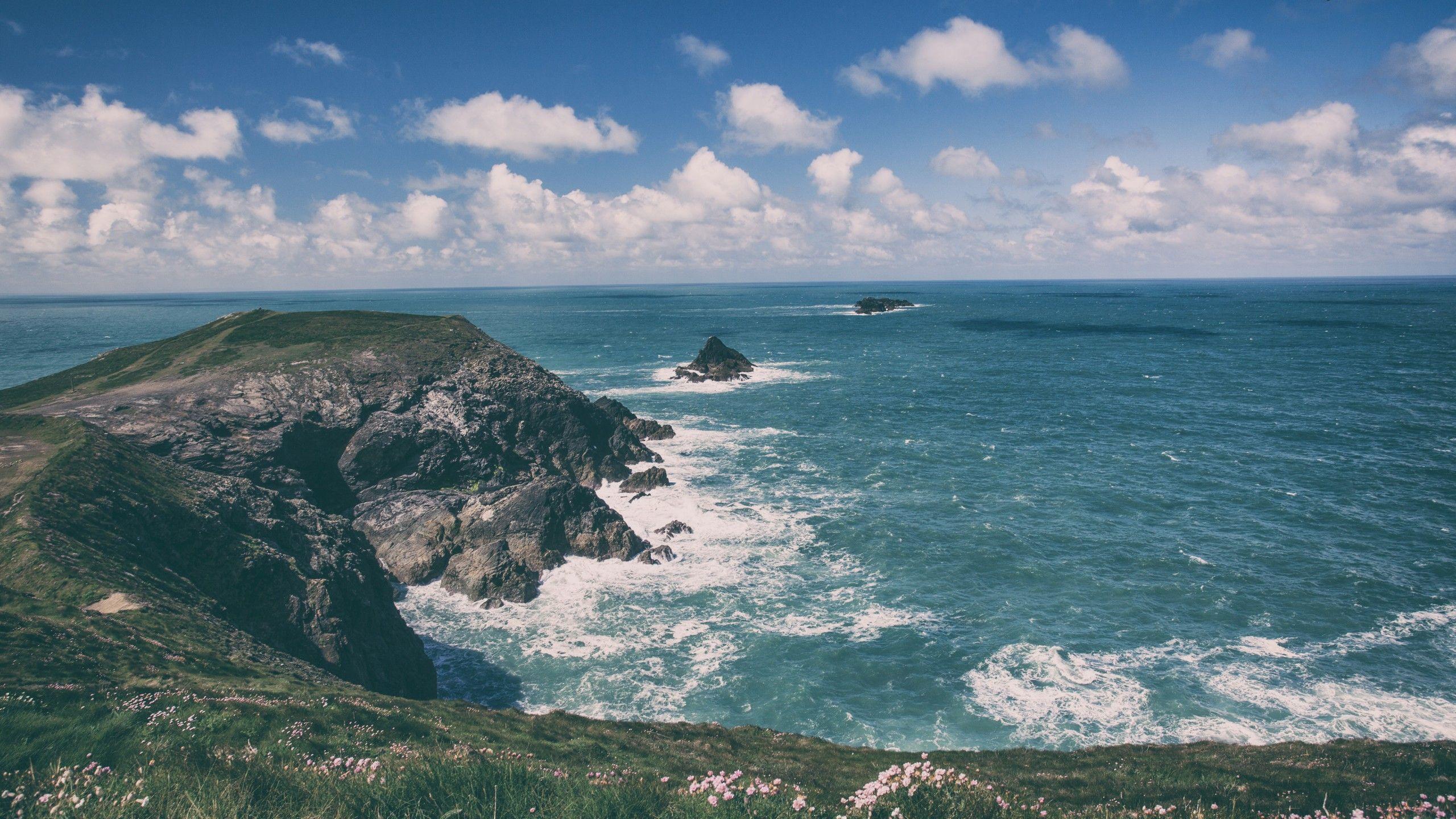 2560x1440 Wallpaper Cornwall, 5k, 4k wallpaper, England, coastline, rocks