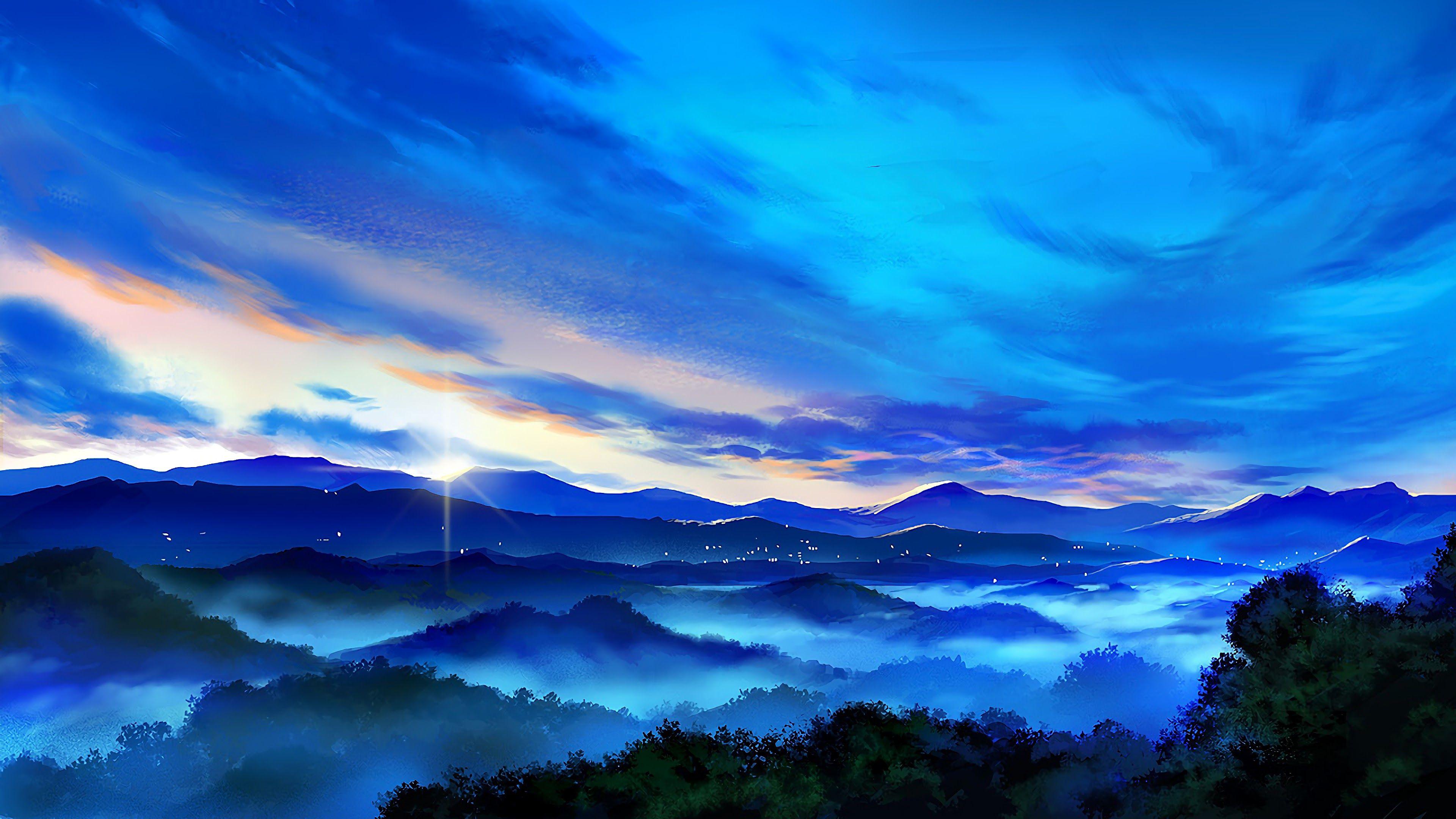 Aesthetic Forest Lake  Mountain Anime Background Wallpapers