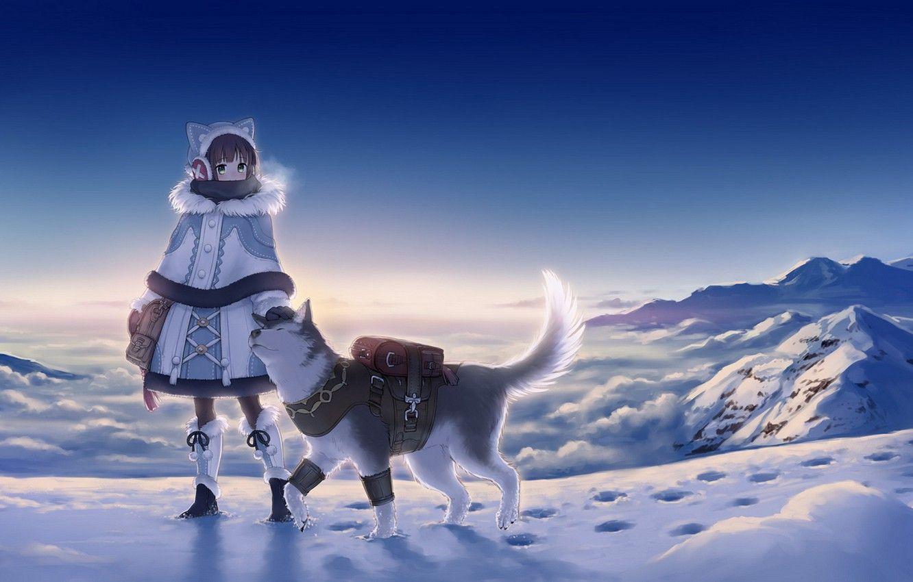 1332x850 Wallpaper cold, winter, the sky, girl .anime.