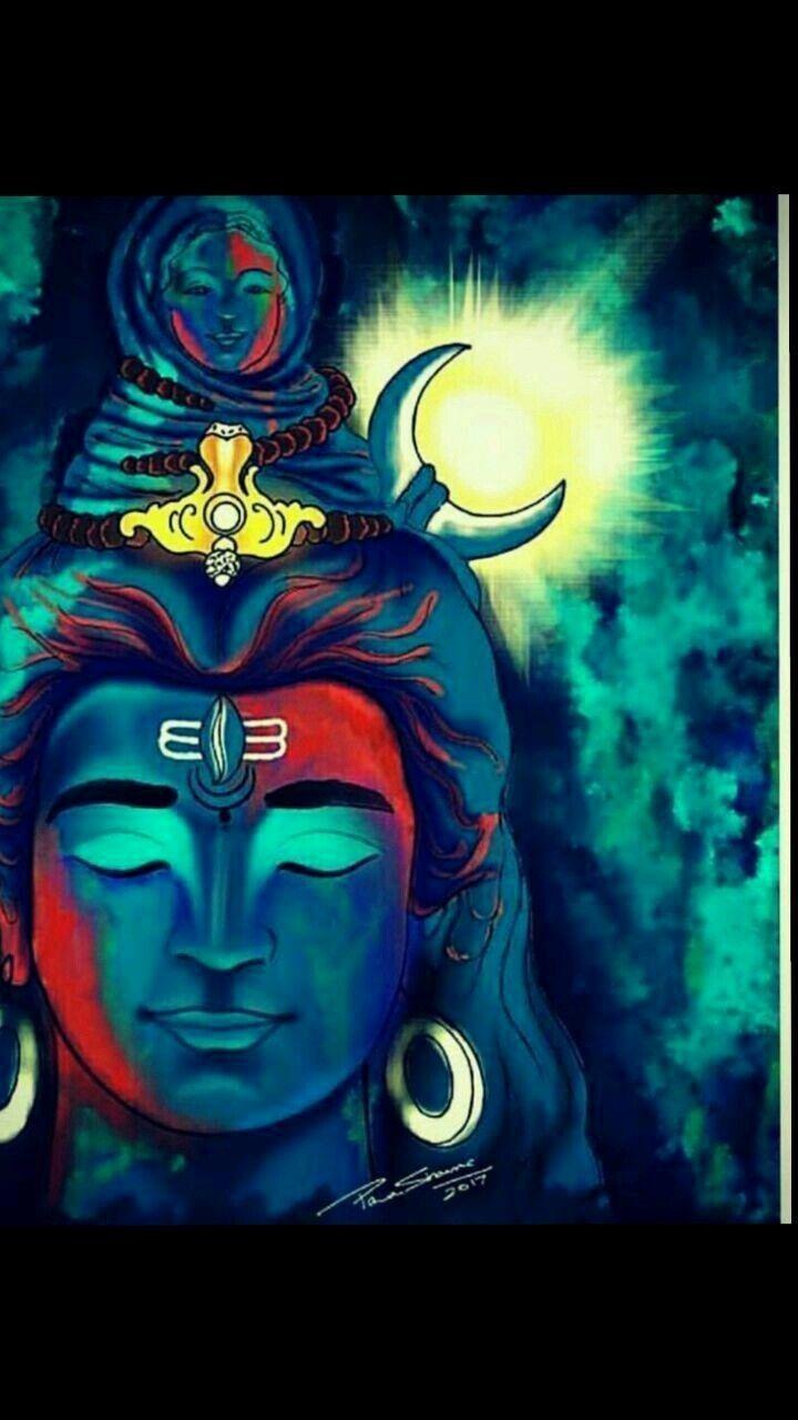 Lord Shiva Cartoon With Dark Background HD Wallpaper