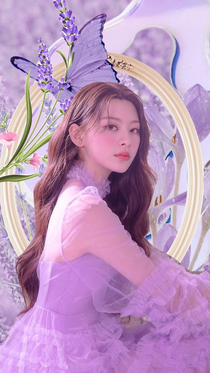 736x1308 seeun #stayc #kpop #aesthetic #purple #flowers