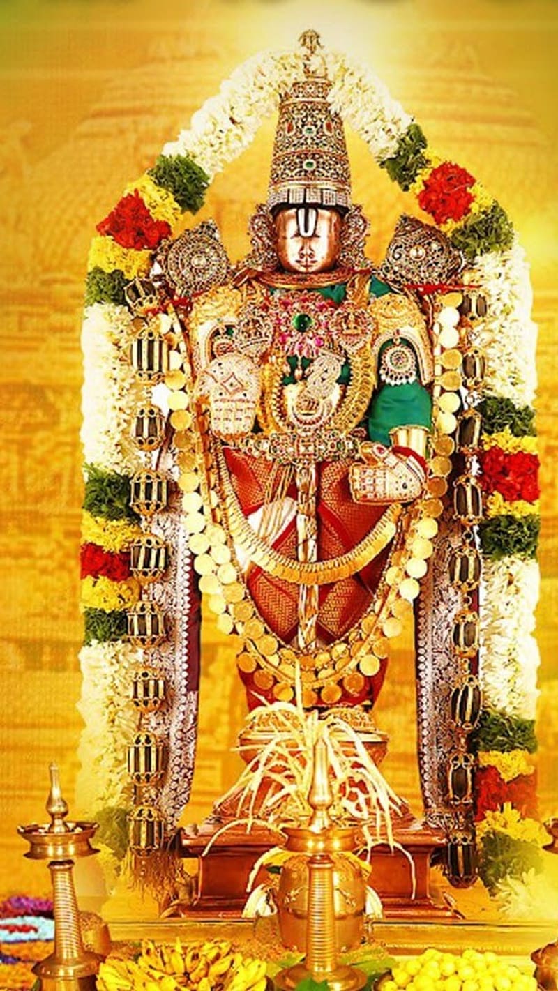 800x1421 Venkateswara, gold, balaji, lord, god, HD phone wallpaper