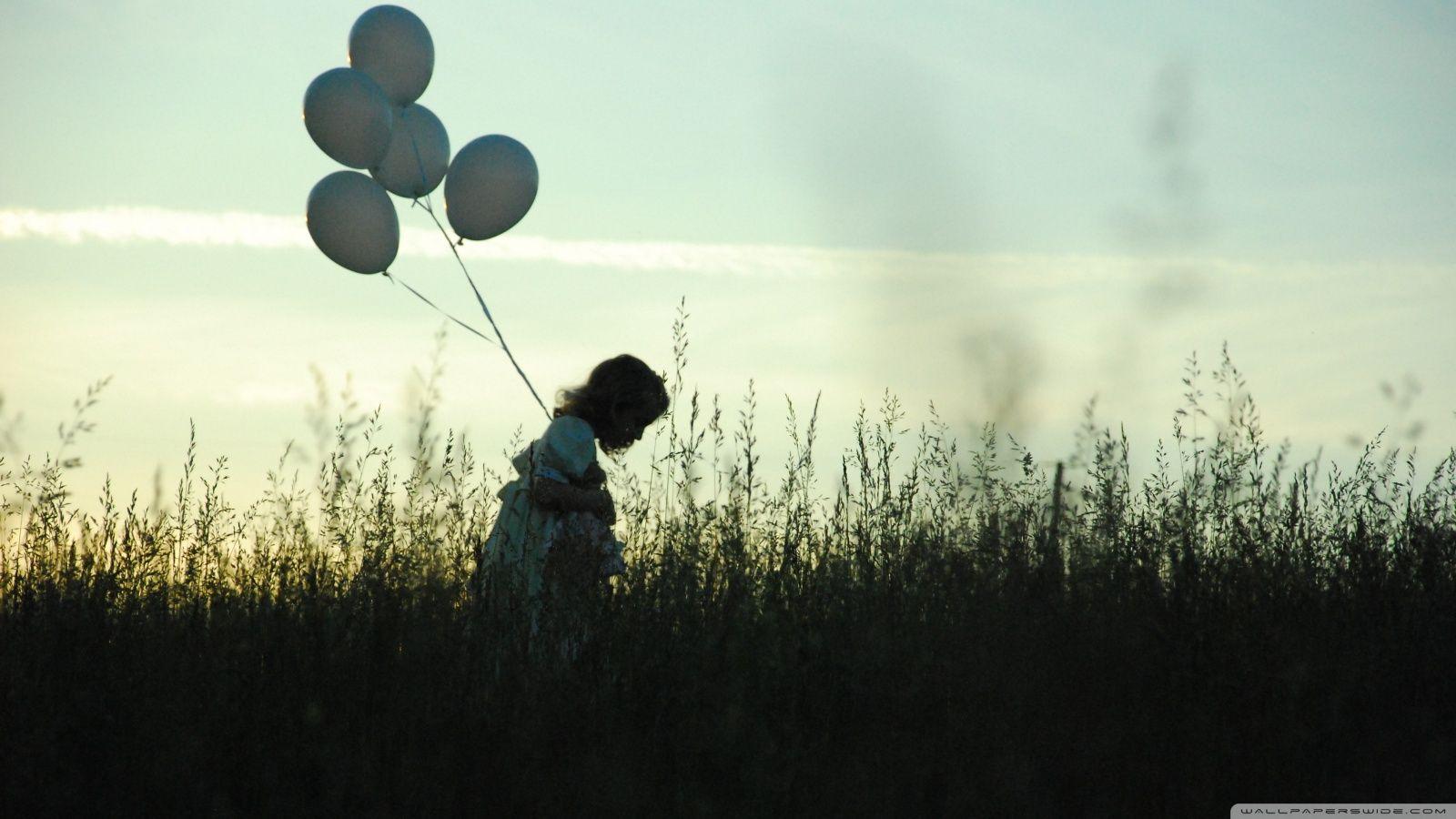 1600x900 Girl With Balloons Ultra HD Desktop Background Wallpaper for 4K