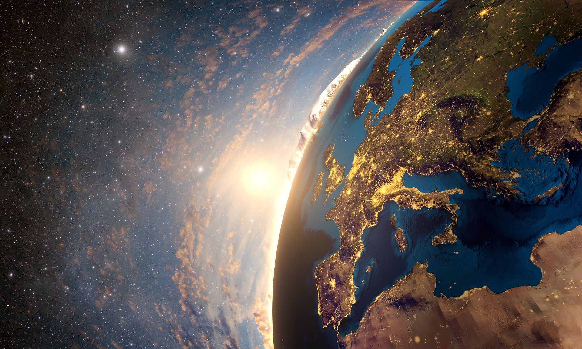 1920x1152 Europe Aglow: Earth from Space (HD Wallpaper)x1152