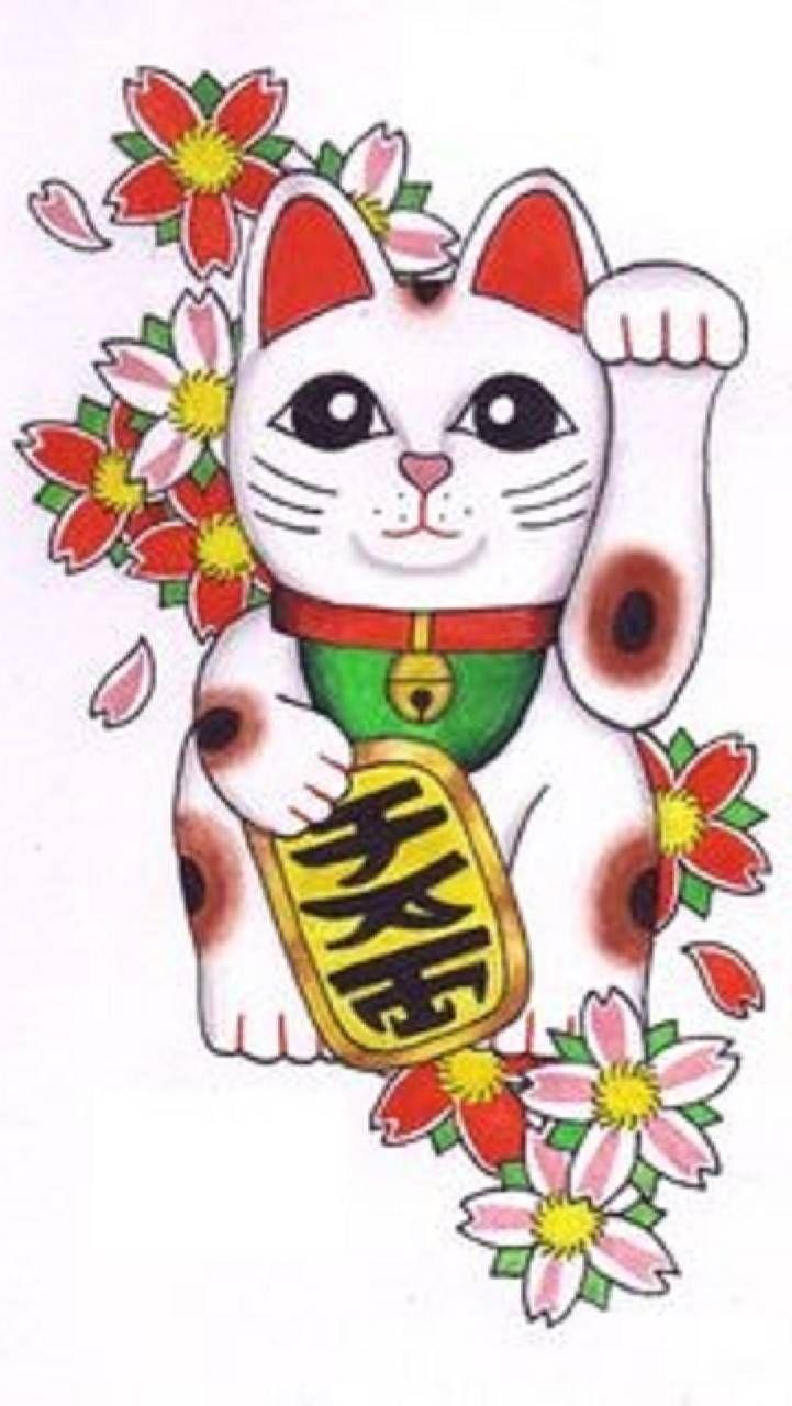 721x1280 Download Lucky Cat Wallpaper by zakum1974 now. Browse millions of popular animal Wallpaper and R. Lucky cat tattoo, Maneki neko, Cat tattoo