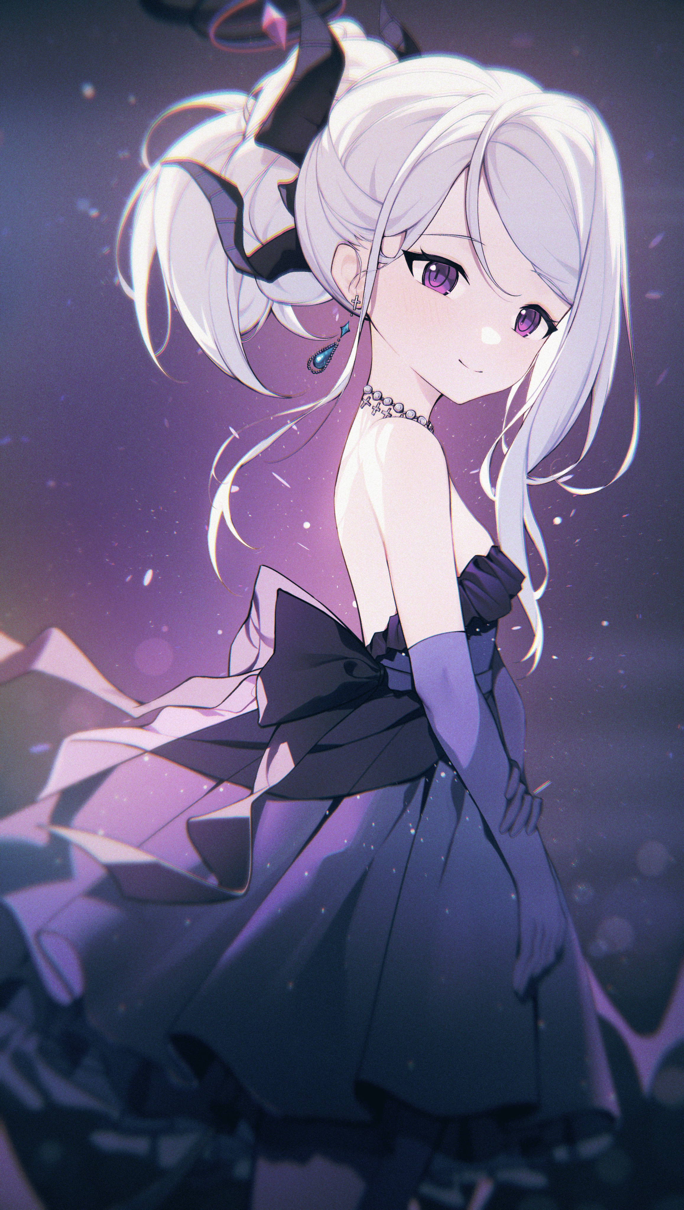 2315x4093 Sorasaki Hina Blue Archive Wallpaper: Purple Dress, Long Hair, Smile, Solo