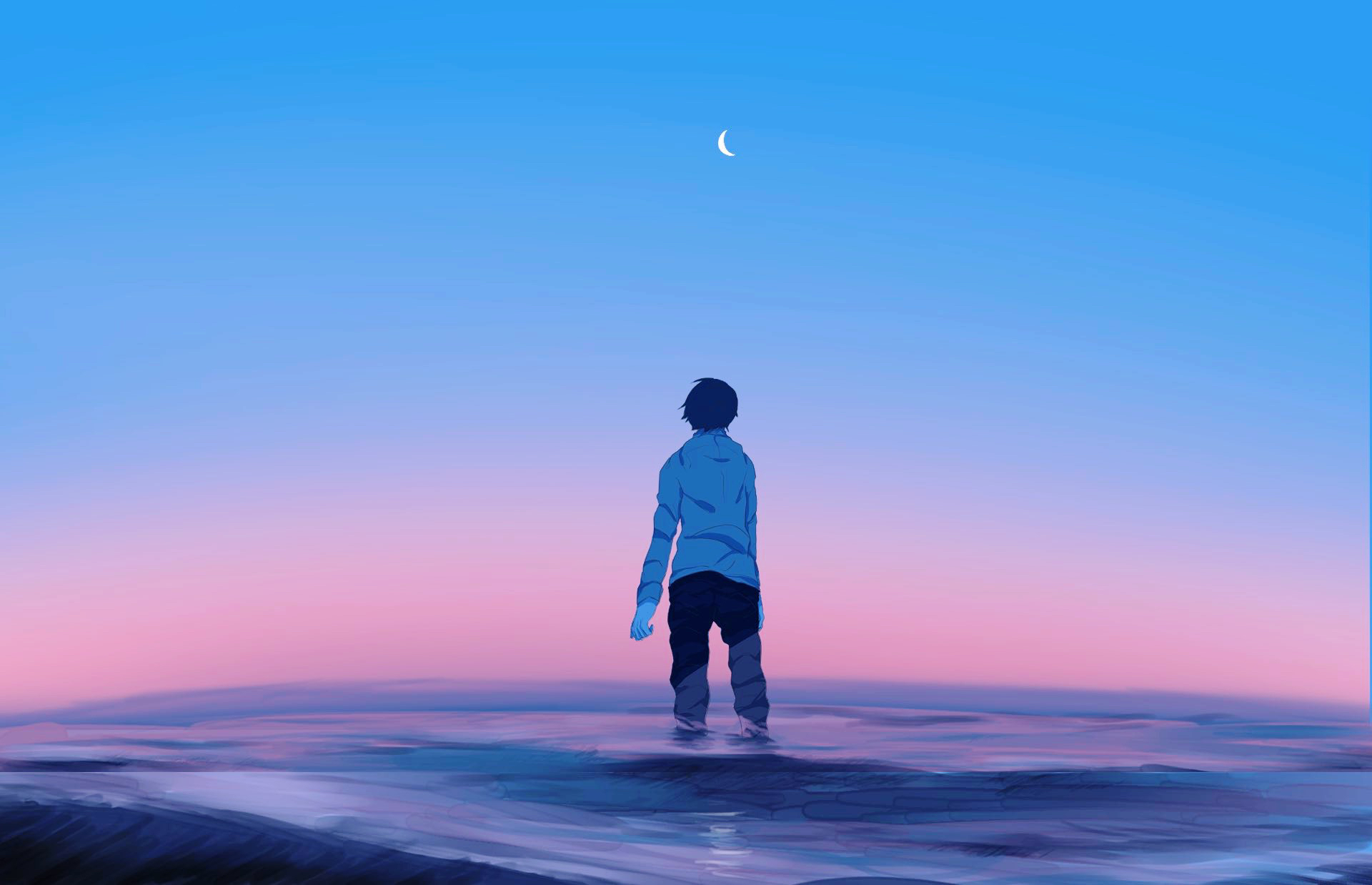1920x1238 Anime Boy Sky Gradient Wallpaper, HD Artist 4K Wallpaper, Image and Background