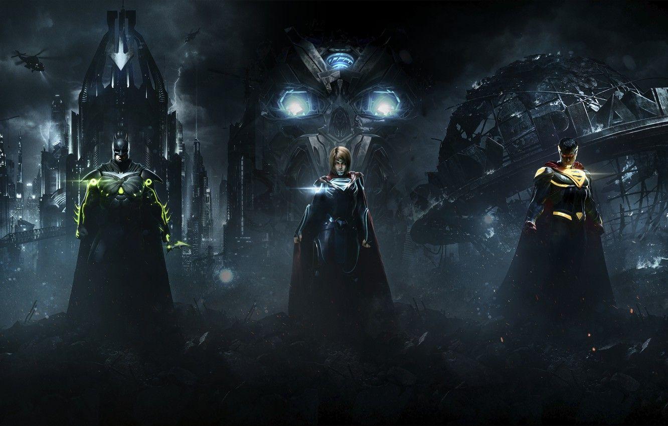 1332x850 Wallpaper Batman, Superman, Supergirl, Warner Bros. Interactive