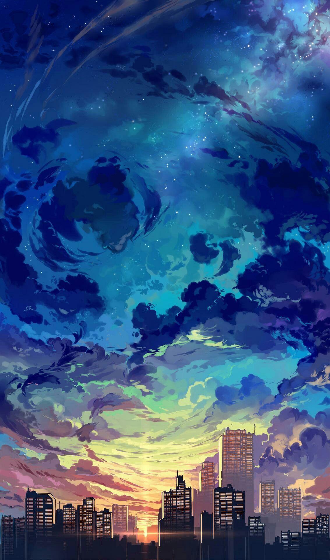 1133x1920 City Anime Android Wallpaper