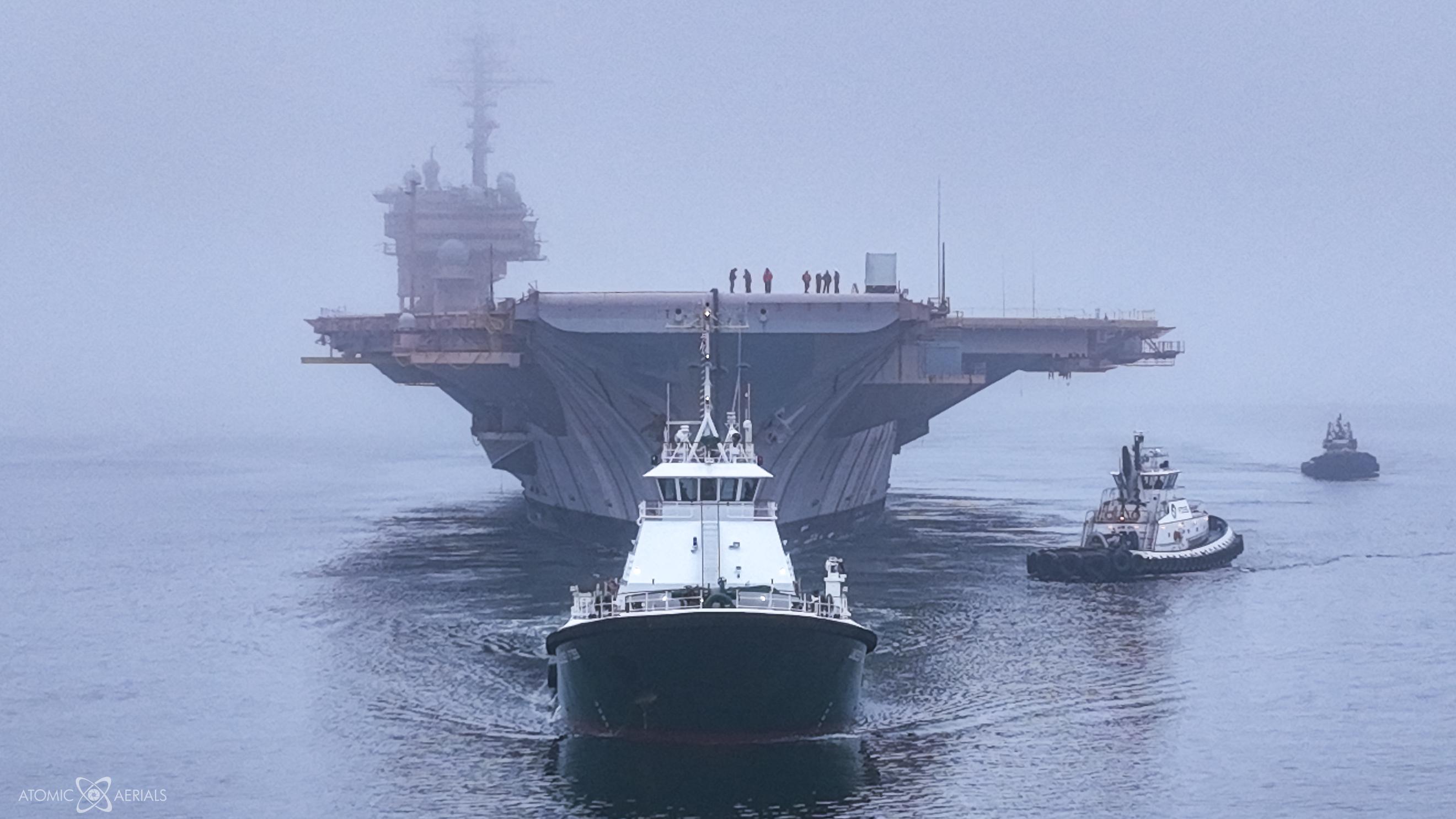 2640x1485 Former Aircraft Carrier USS Kitty Hawk Heading To The Scrapper In Dense Fog Today [OC] : R Interestingasf*ck