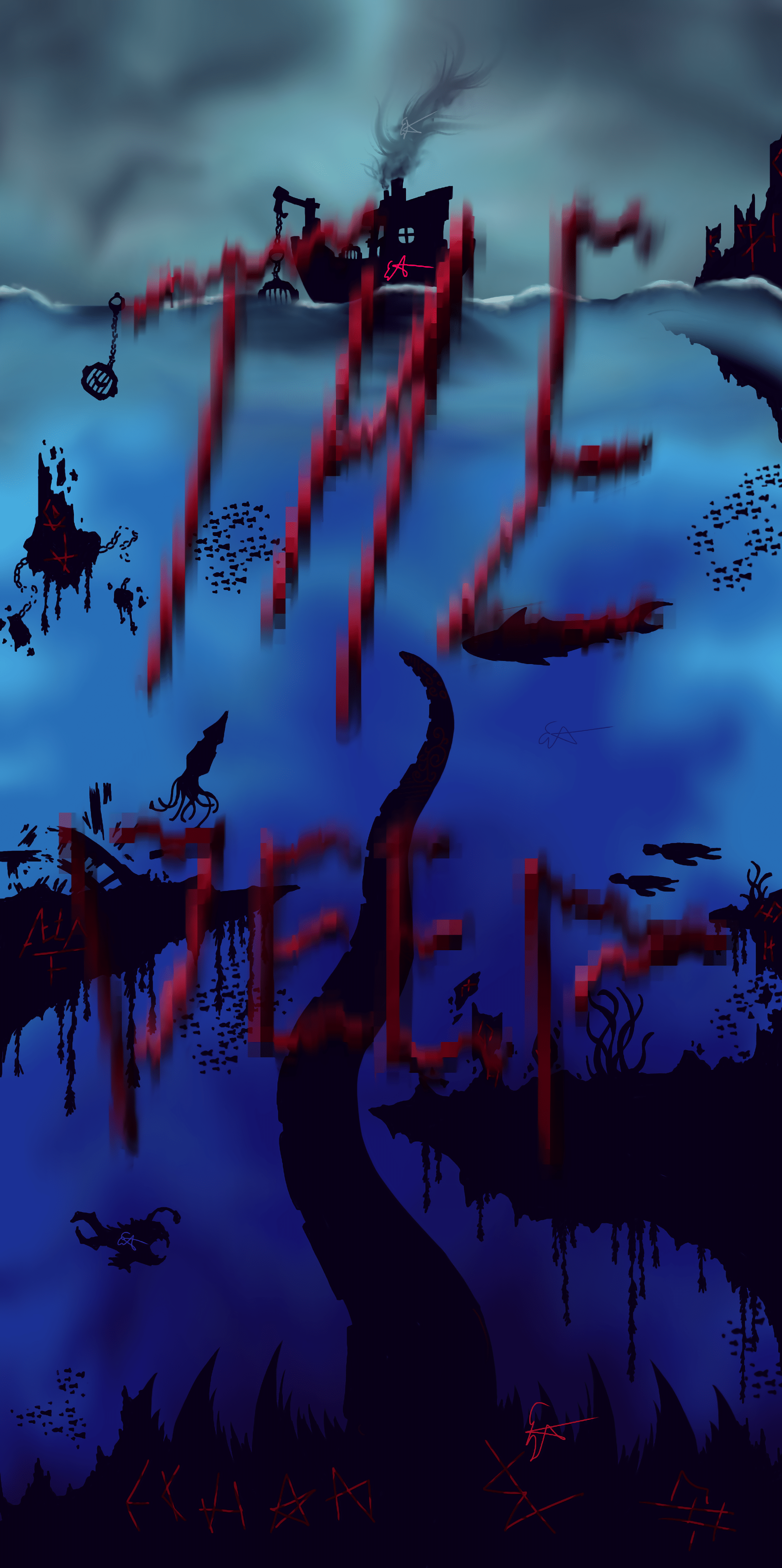 2030x4066 Geminitay season 10 hermitcraft, fanart by Ethandaboomr (me), Ibis Paint X on mobile, Artwork titled: The Deep