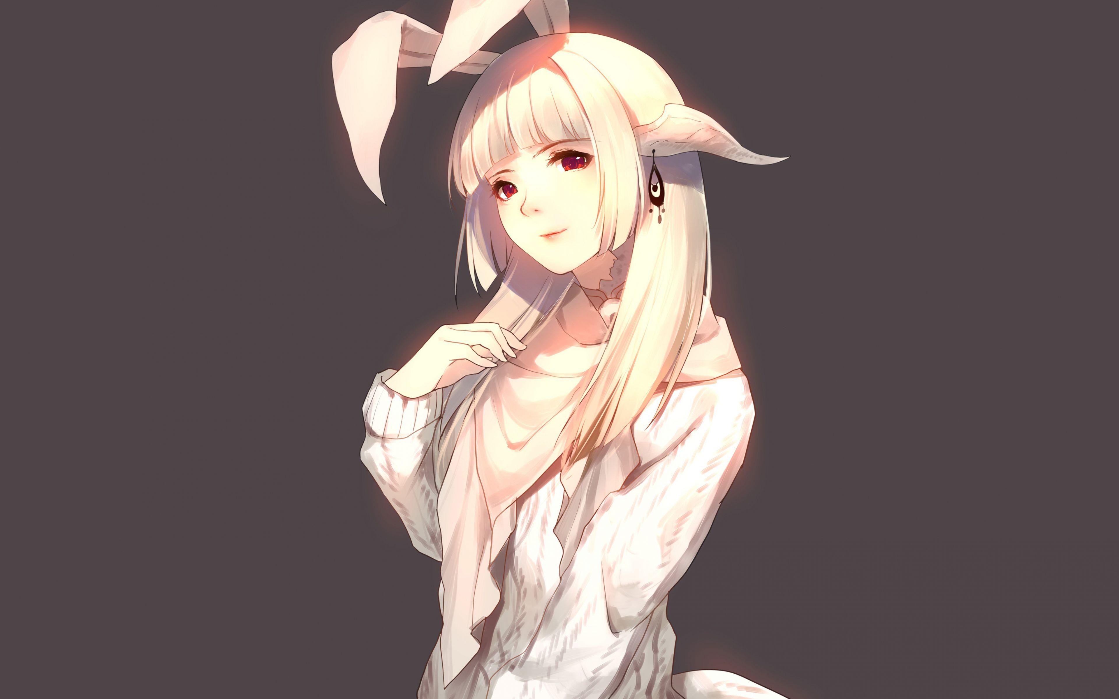 3840x2400 Download 3840x2400 wallpaper blonde, anime girl, red eyes