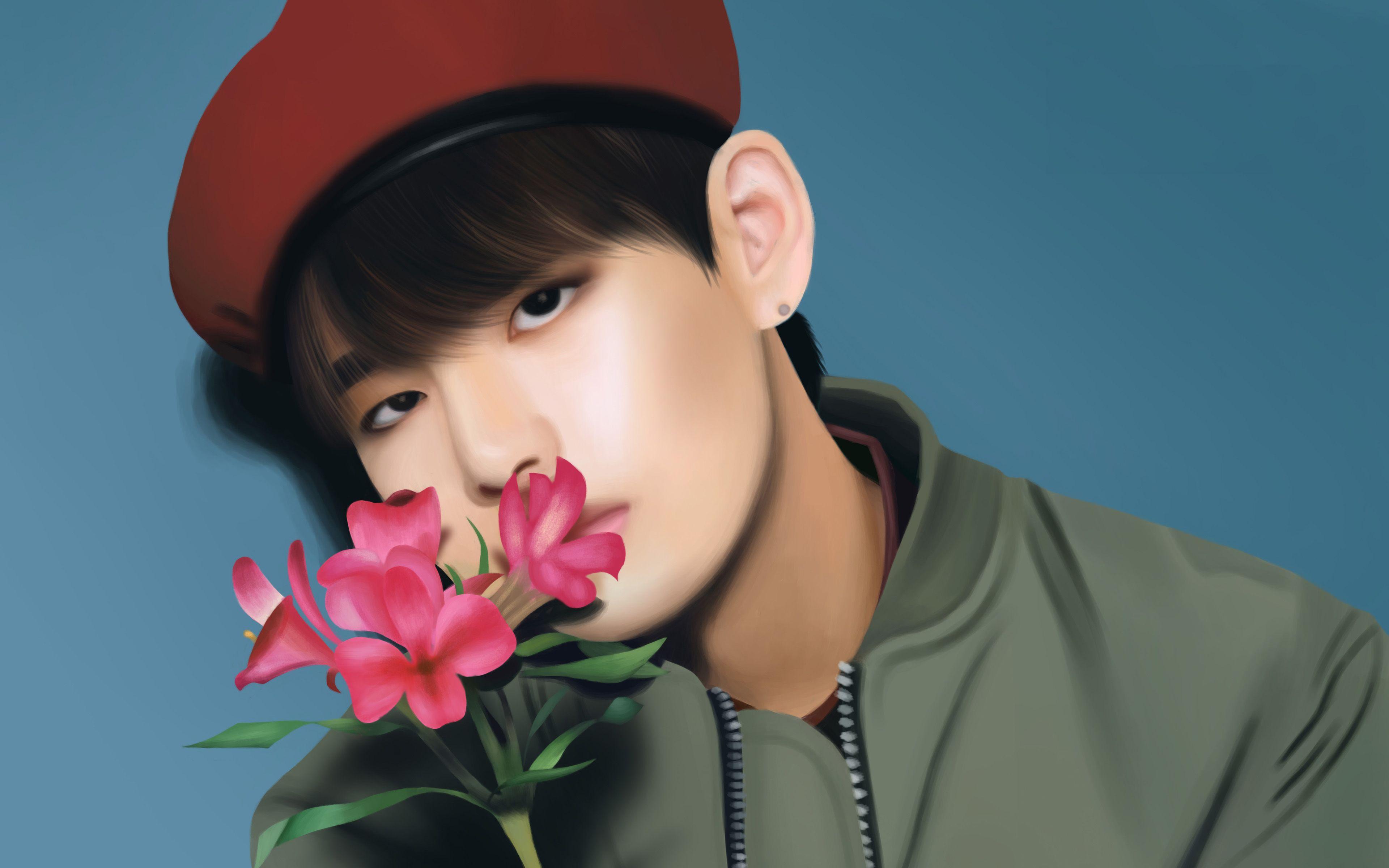 3840x2400 Download Wallpaper Kim Tae Hyung, 4k, BTS, Korean Band, V, Fan