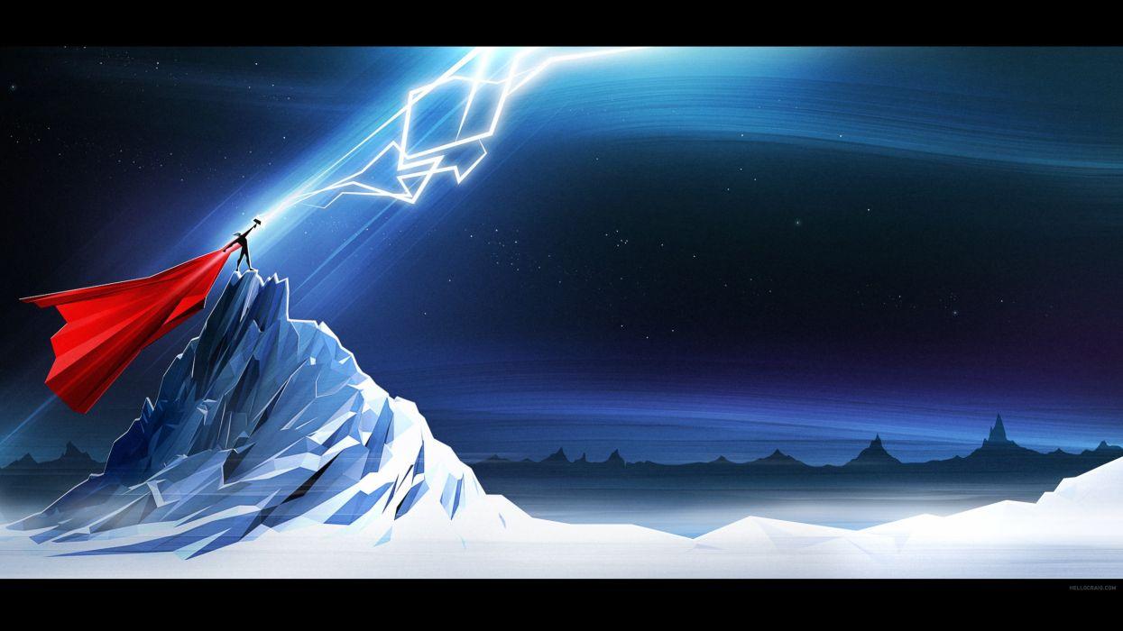 1245x700 Fantasy art comics Thor landscapes weapons sword lightning sky