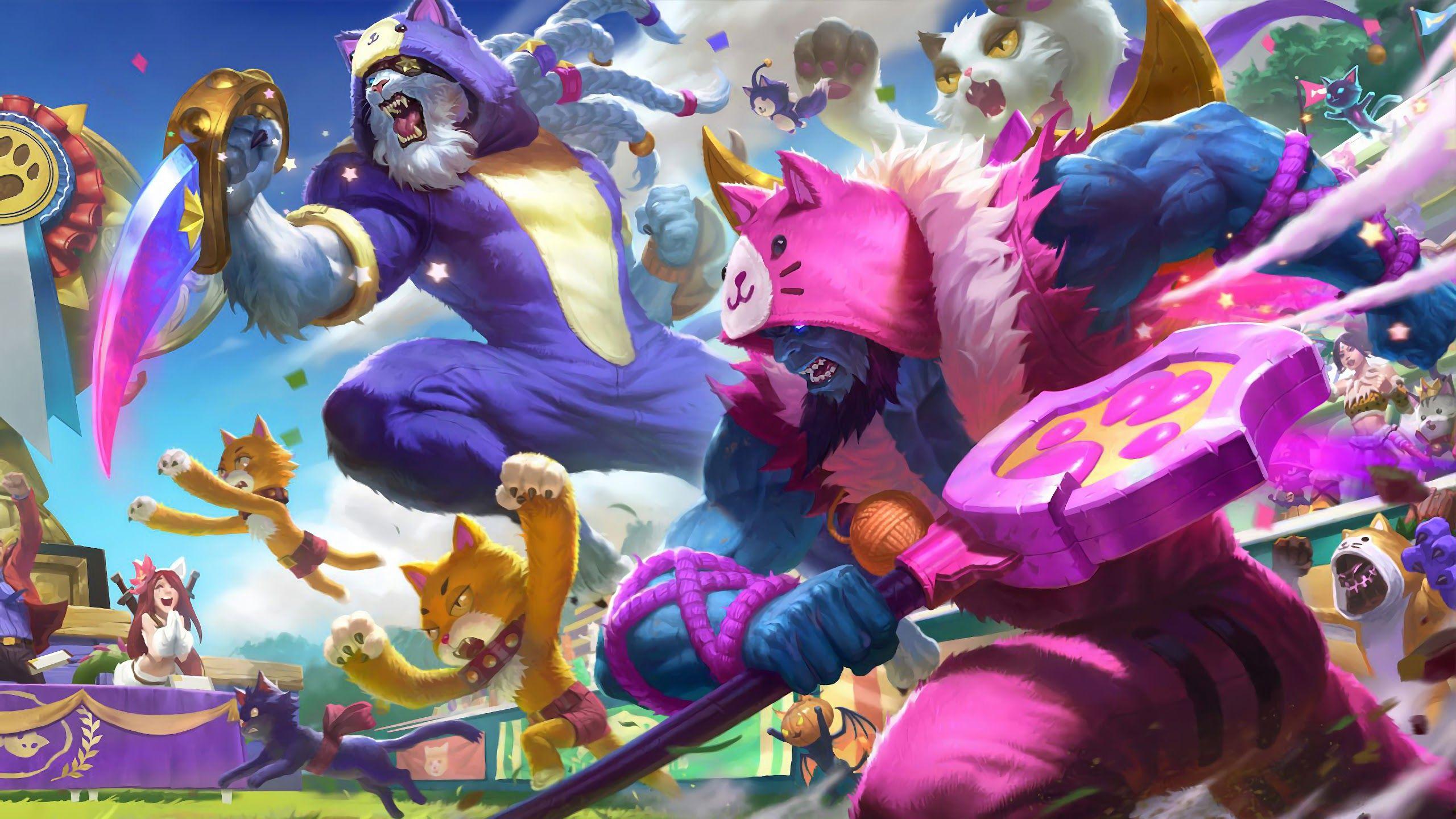 2560x1440 Pretty Kitty Rengar Splash Art LoL 4K Wallpaper