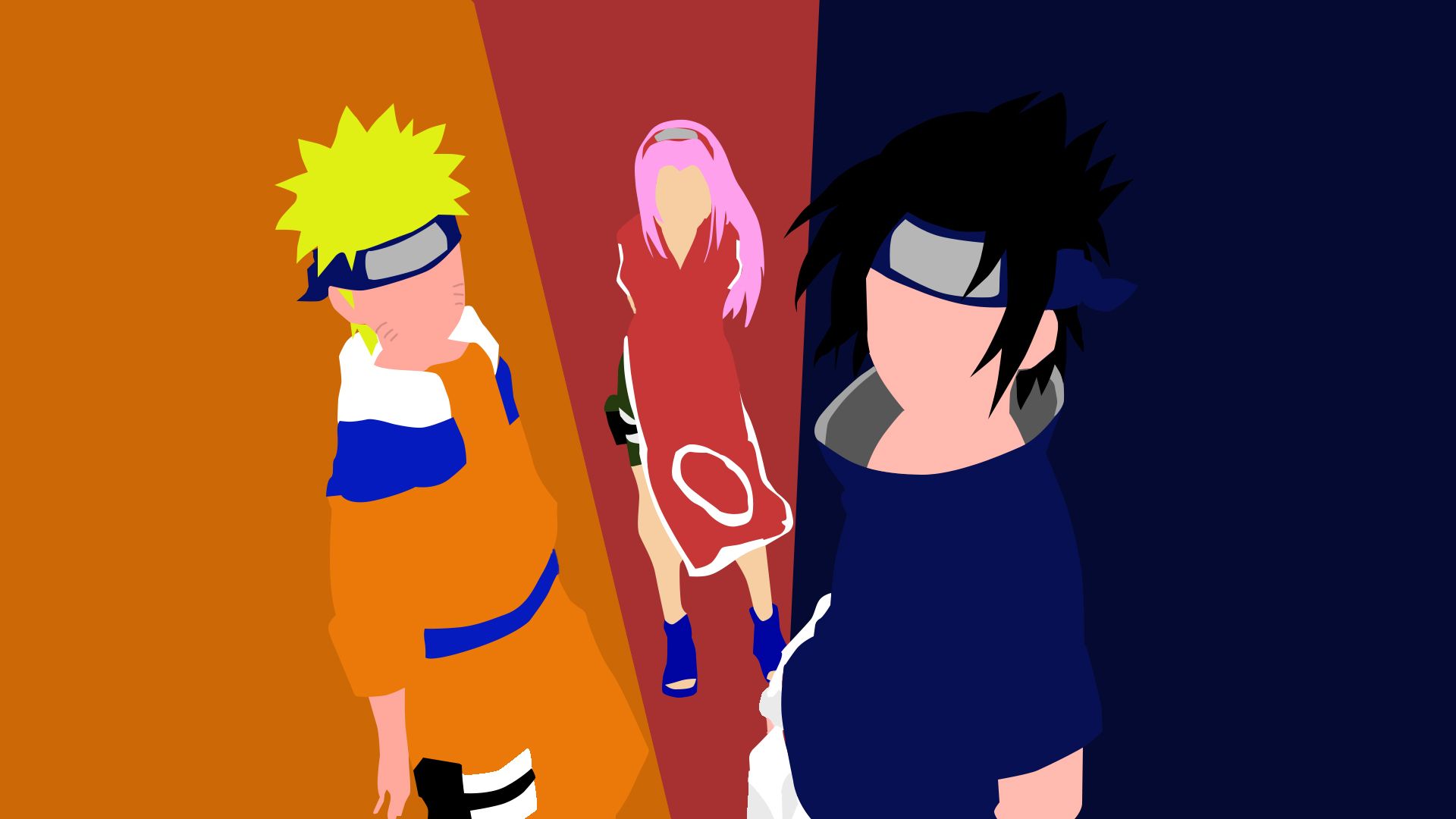1920x1080 Minimalist Naruto, Sasuke and Sakura