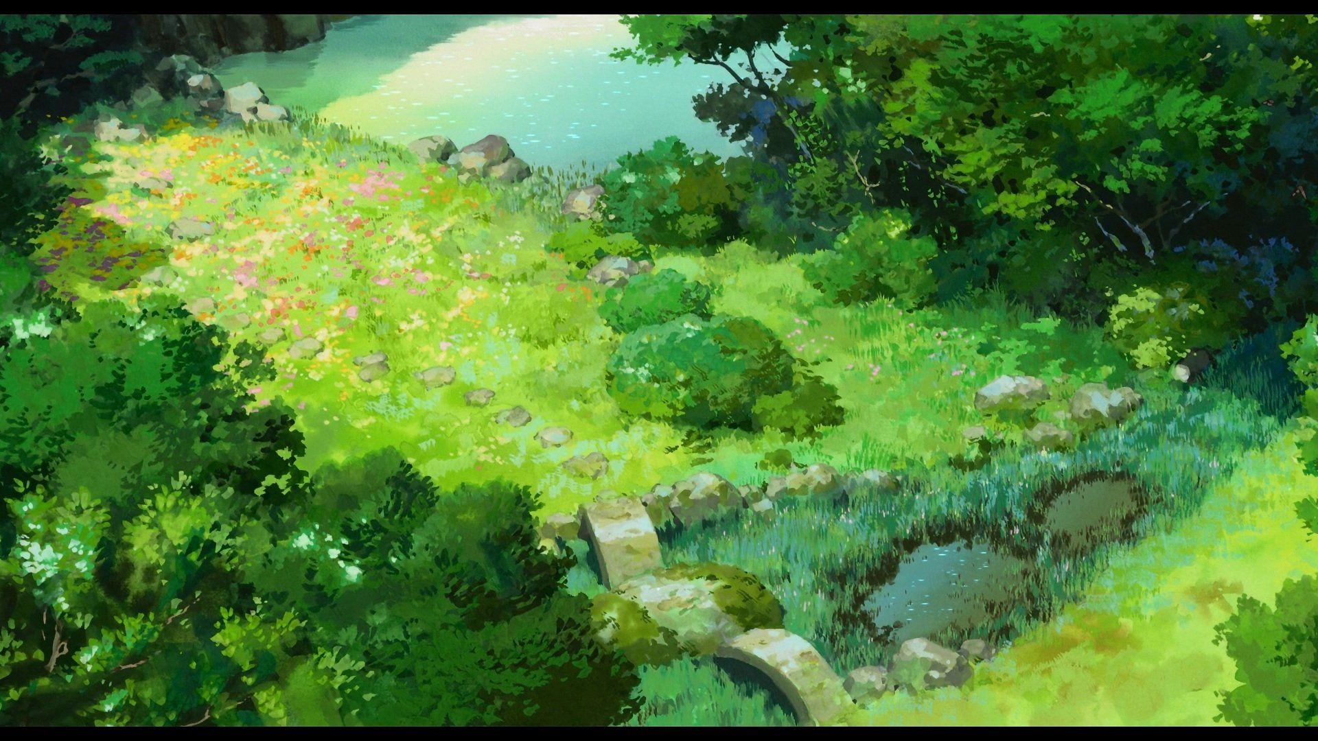 1920x1080 HD Anime Wallpaper: The Secret World of Arrietty's Lush Havenx1080