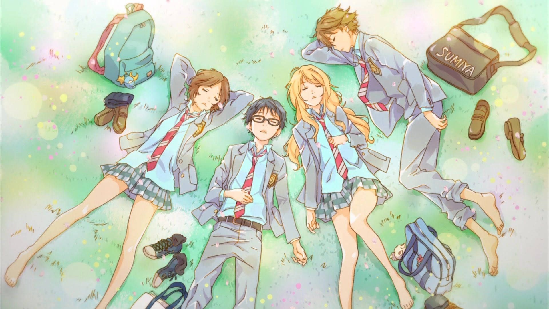 1920x1080 Your Lie In April Green Anime Aesthetic Wallpaper