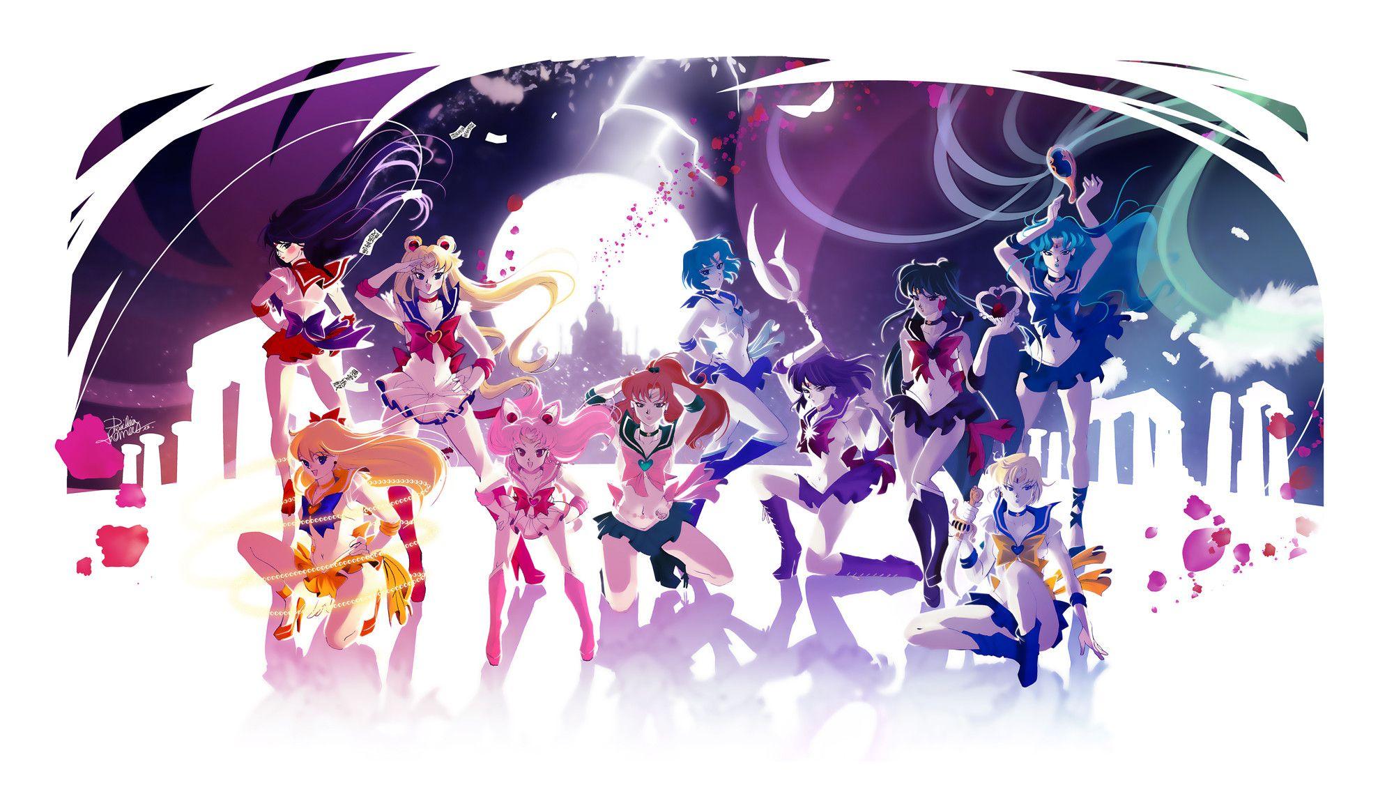 2000x1136 Sailor Moon and Tuxedo Mask Wallpaper