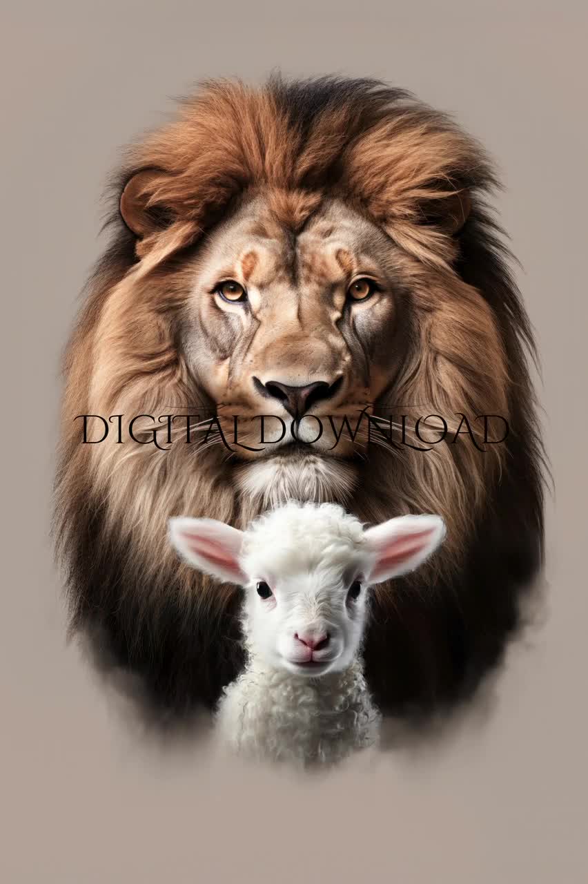 852x1280 Lion and Lamb Art Print: Religious Christian Decor (digital Download)