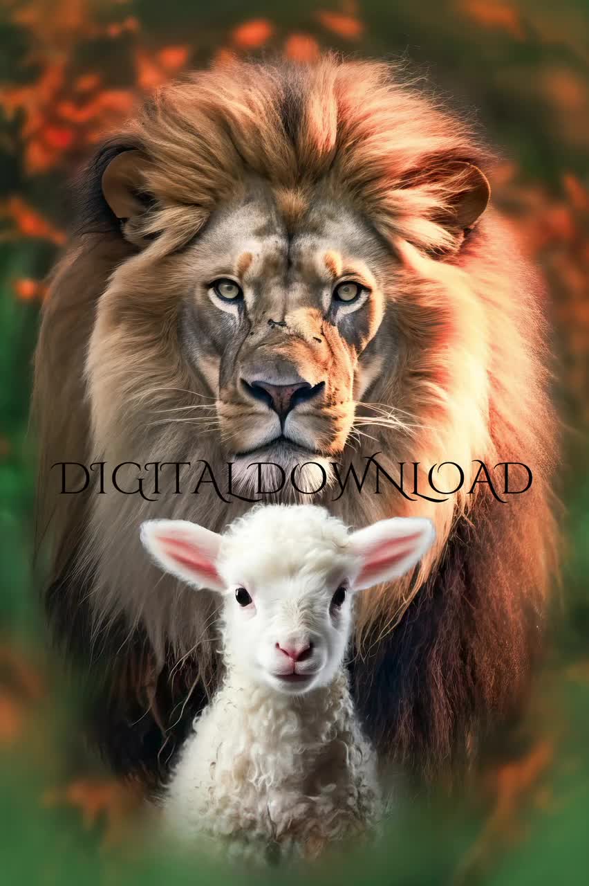 852x1280 Lion and Lamb Art: Tribe Of Judah, Religious Print (Digital Download)