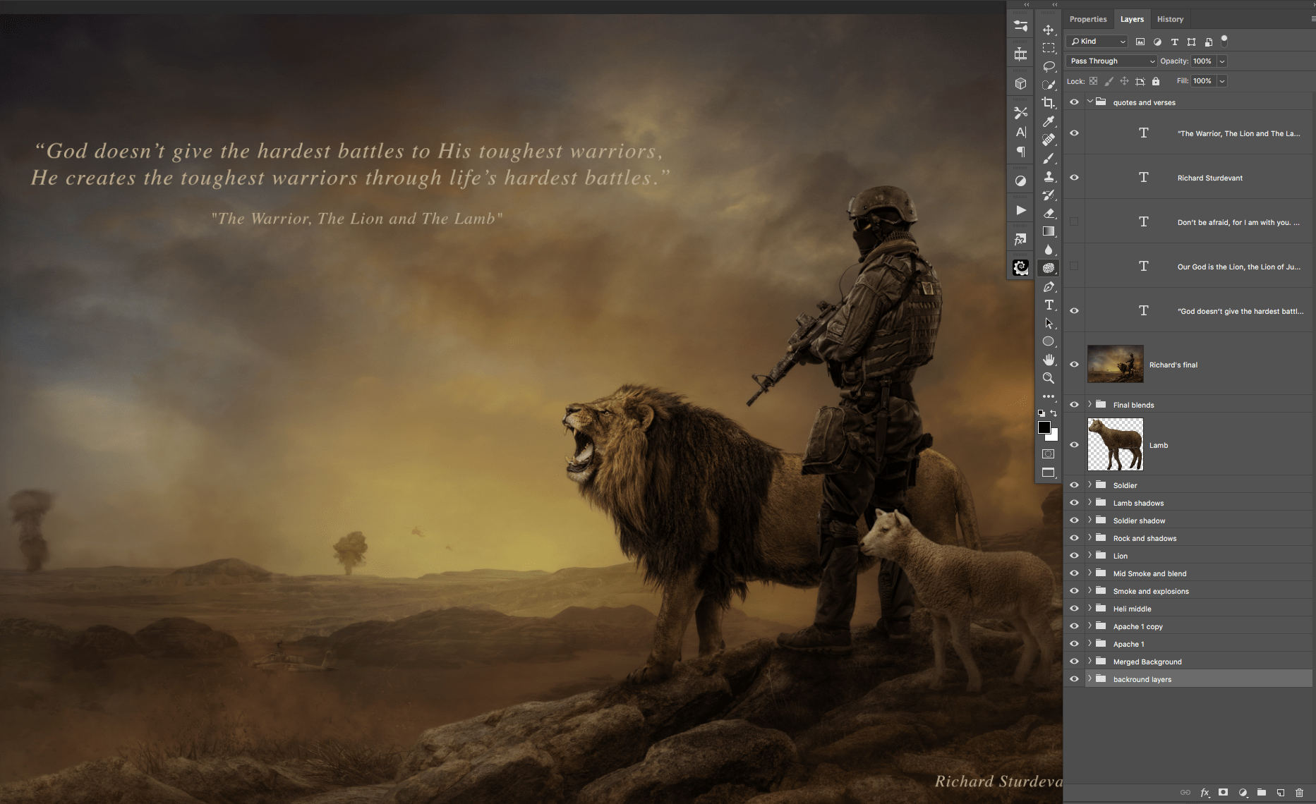 1865x1140 Lion, Lamb, and Soldier Landscape PSD Background