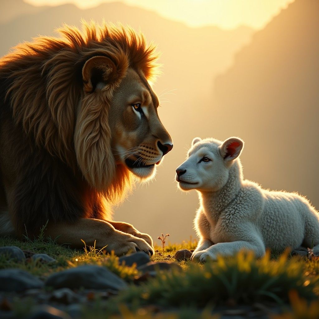 1024x1024 Free Lion Lamb Harmony Image, Lamb, Harmony