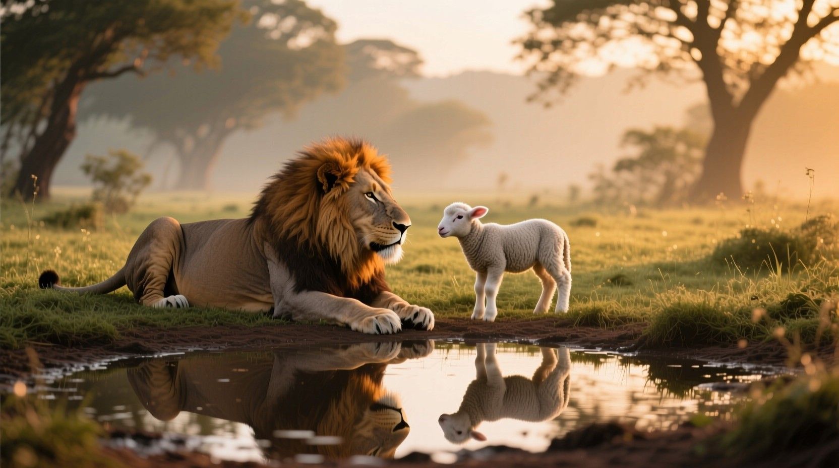 1664x928 Free Lion Lamb Stock AI Image