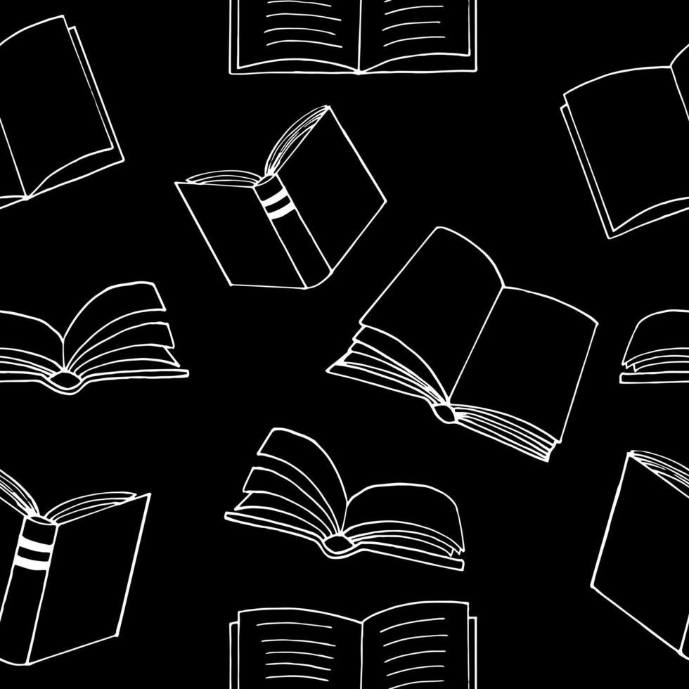 980x980 books seamless pattern. hand drawn doodle style., minimalism, monochrome, sketch. wallpaper, textile, wrapping paper background reading education bookstore science