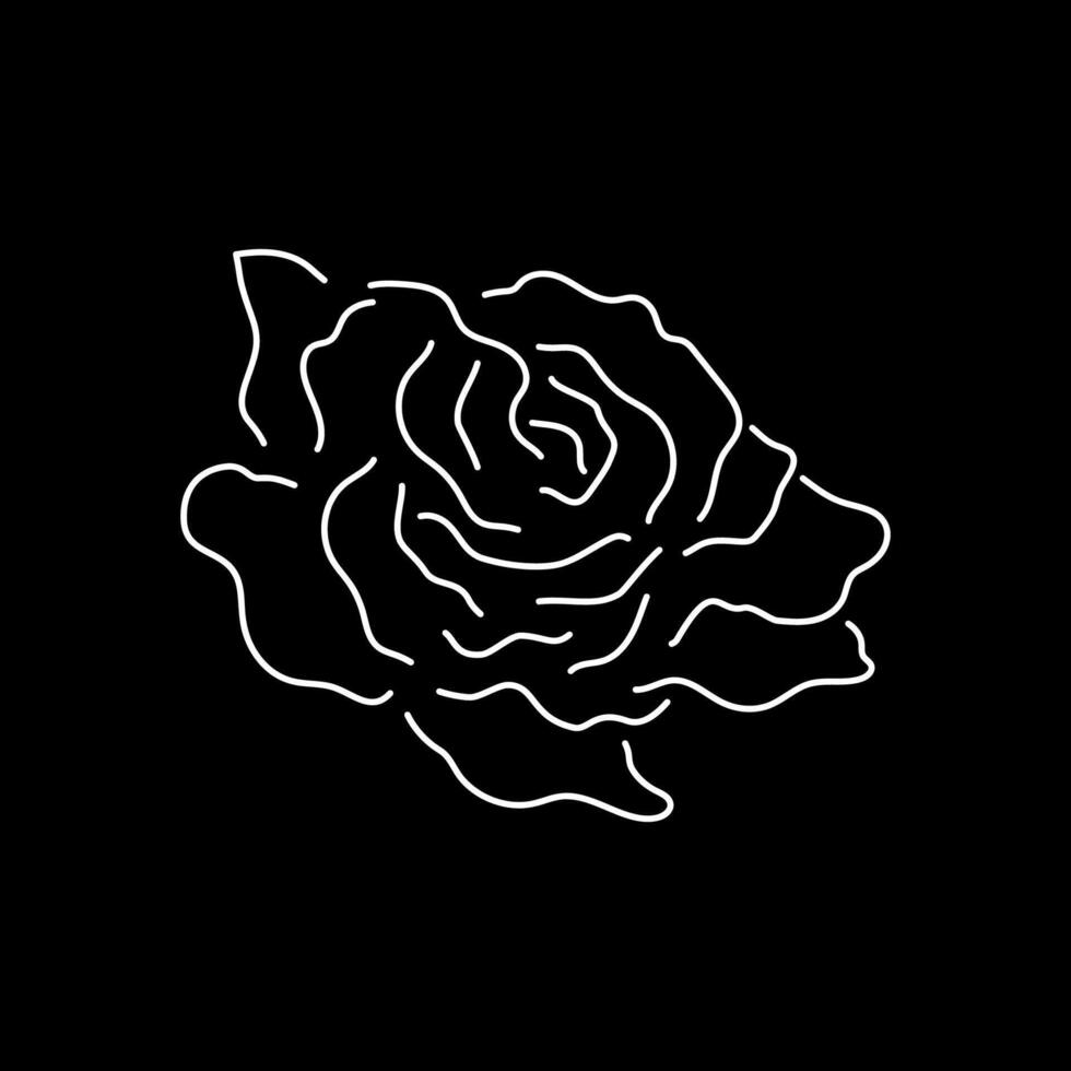 980x980 Simple Line Art of rose flower on black background. Suitable for poster, wallpaper. illustration