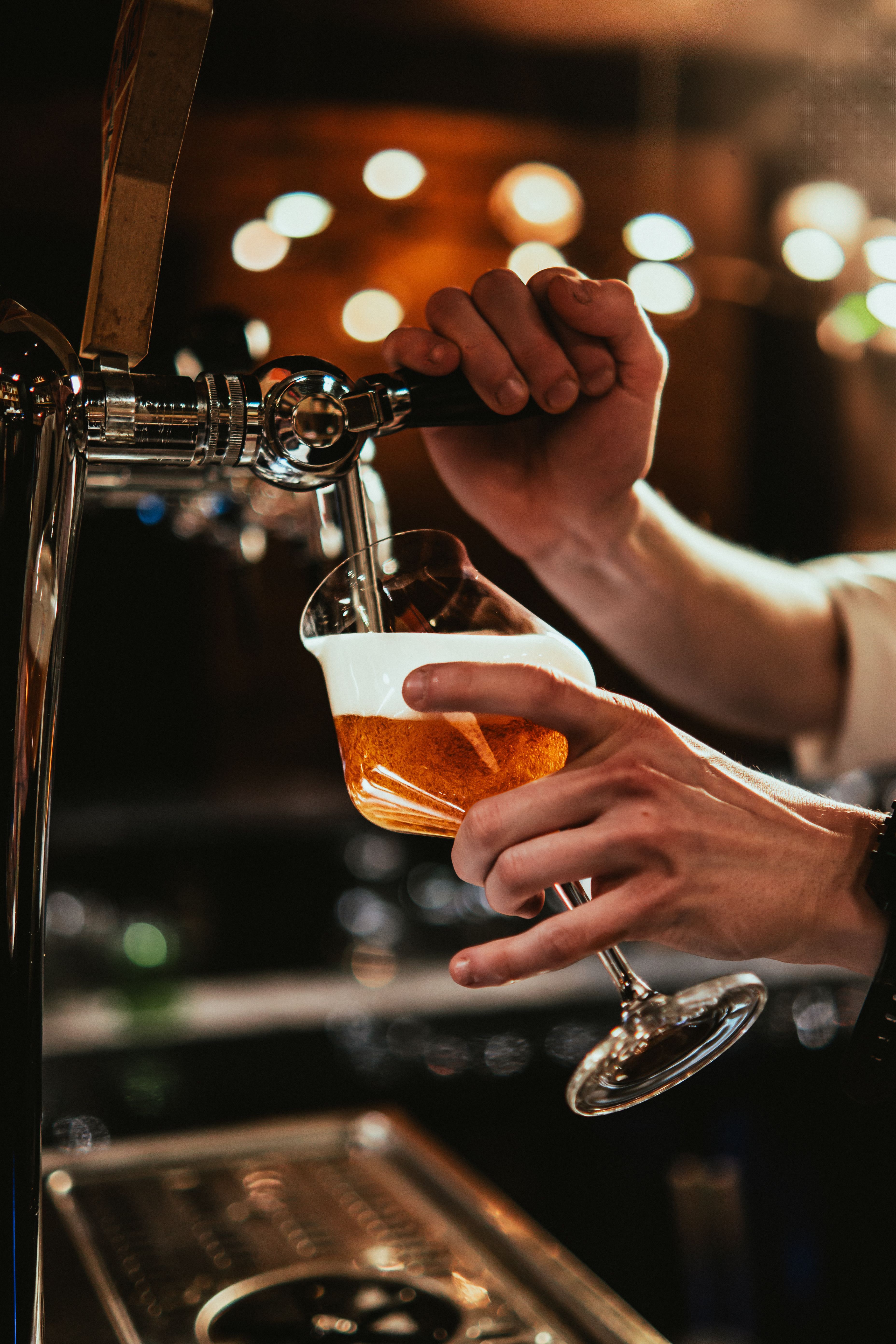 3712x5568 Pouring Draft Beer in a Cozy French Bar · Free