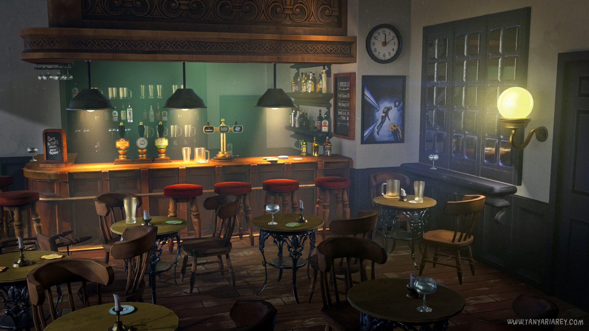 1920x1080 Old British Pub 3D Environment
