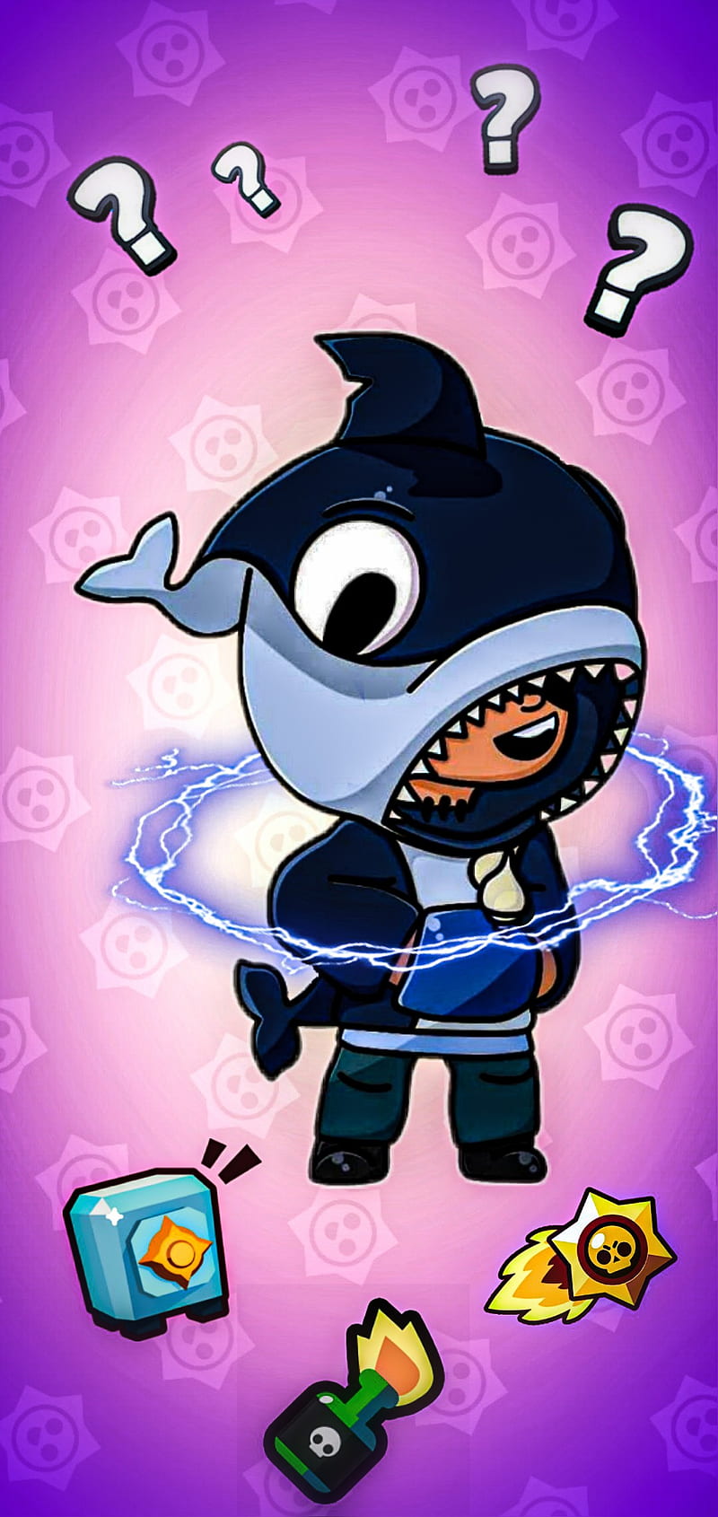 800x1690 Brawl stars Leon, adventure, brown, cartoon, clans, clash, little, mermaid, mermaids, HD phone wallpaper